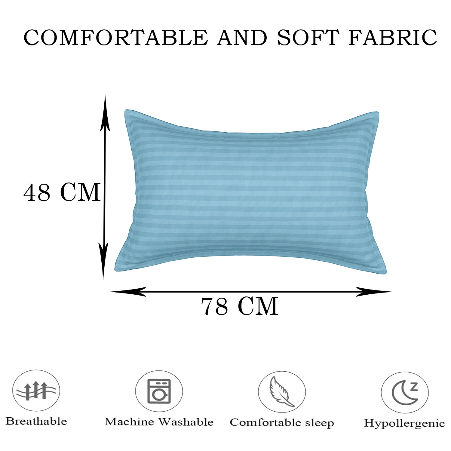 Kuber Industries Pillow Cover | Cotton Pillow Cover | Striped Pattern Pillow Cover | Soft Pillow Cover for Home | Pillow Cover for Bedroom| Sky Blue