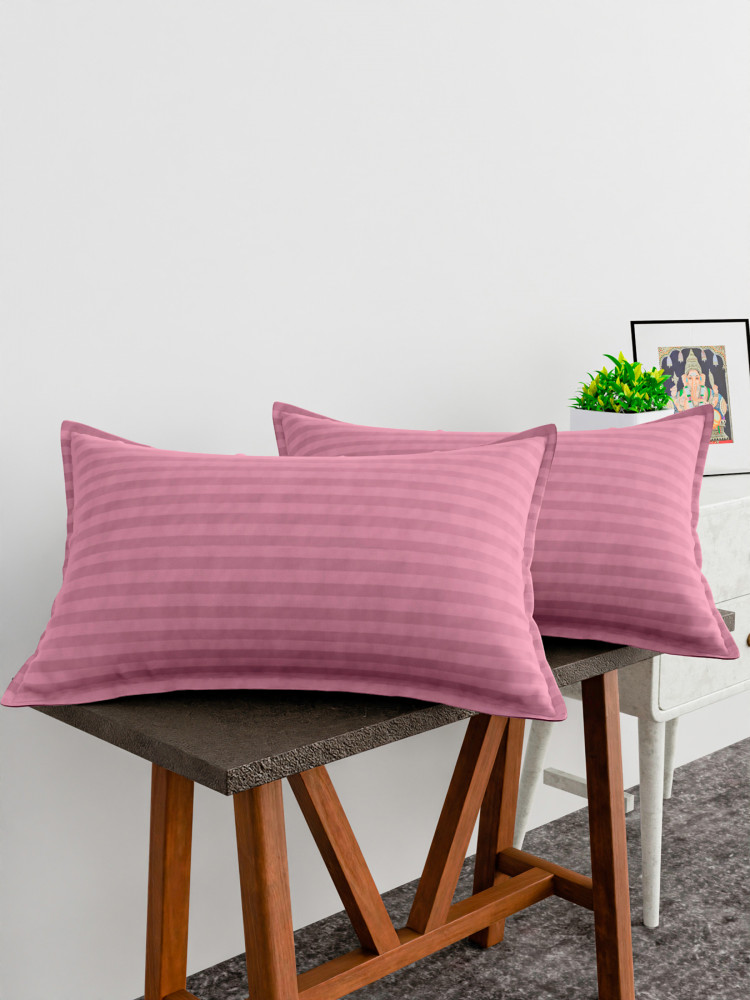 Kuber Industries Pillow Cover | Cotton Pillow Cover | Striped Pattern Pillow Cover | Soft Pillow Cover for Home | Pillow Cover for Bedroom | Pink