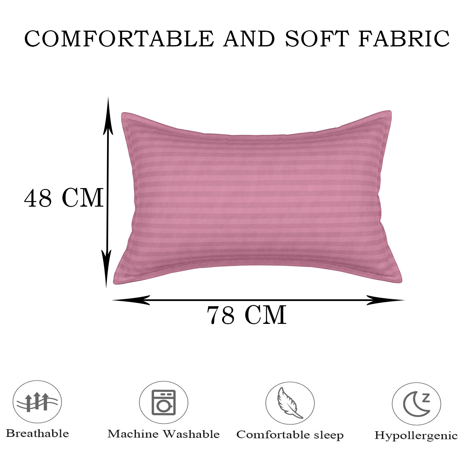Kuber Industries Pillow Cover | Cotton Pillow Cover | Striped Pattern Pillow Cover | Soft Pillow Cover for Home | Pillow Cover for Bedroom | Pink