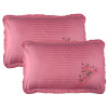 Pillow Cover | Cotton Pillow Cover Set | Cushion Pillow Cover Set | Pillow Cover Set for Bedroom | Lining Embroidery Pillow Cover Set | 2 Piece Set | Dark Pink