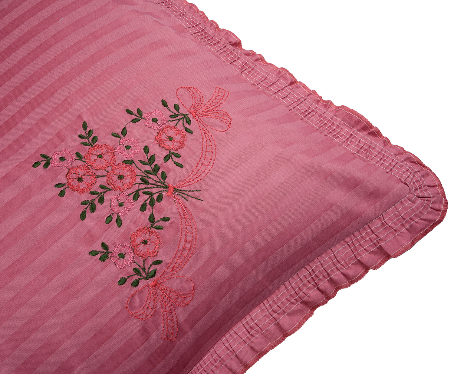 Kuber Industries Pillow Cover  Cotton Pillow Cover Set  Cushion Pillow Cover Set  Pillow Cover Set for Bedroom  Lining Embroidery Pillow Cover Set  2 Piece Set  Dark Pink