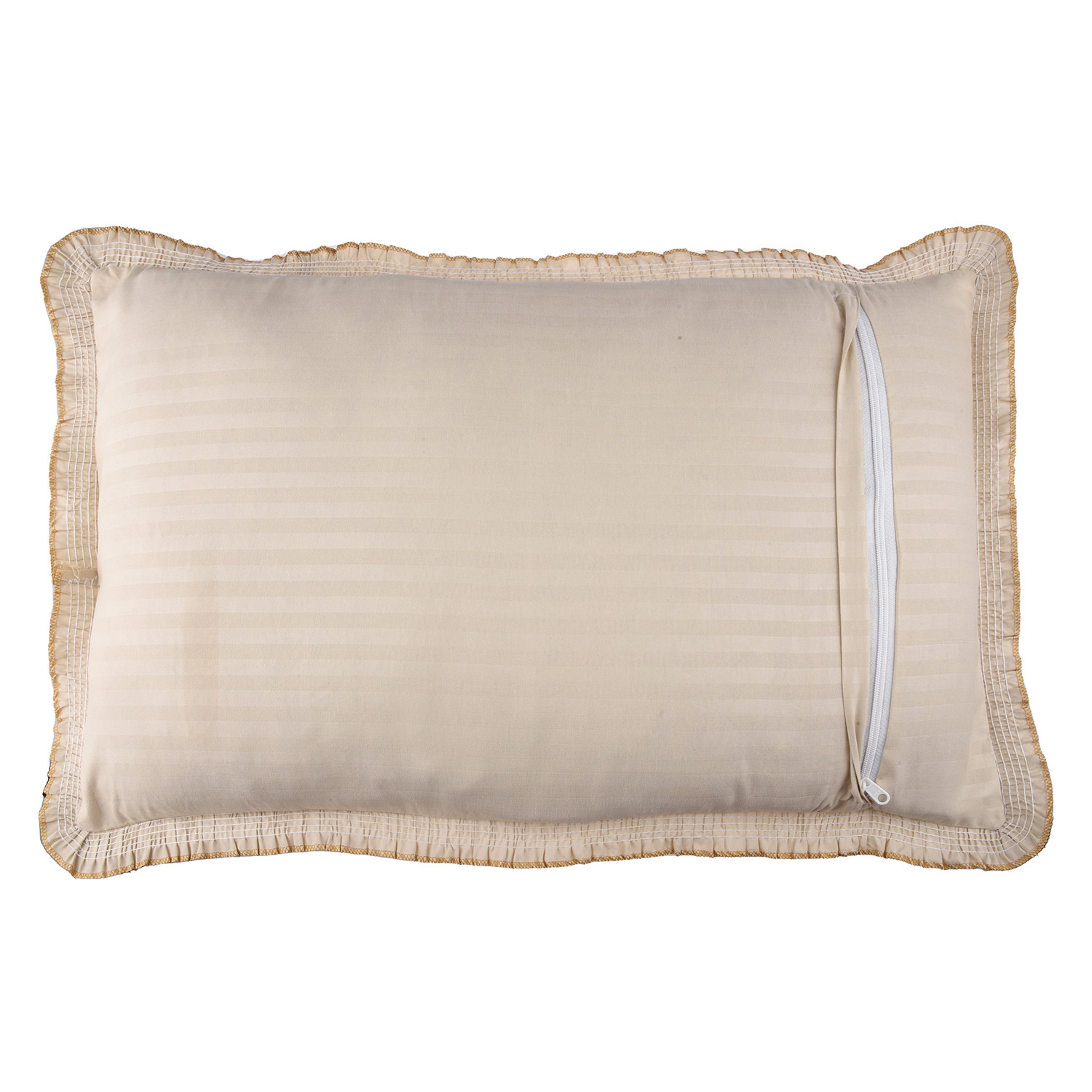 Kuber Industries Pillow Cover  Cotton Pillow Cover Set  Cushion Pillow Cover Set  Pillow Cover Set for Bedroom  Lining Embroidery Pillow Cover Set  2 Piece Set  Beige