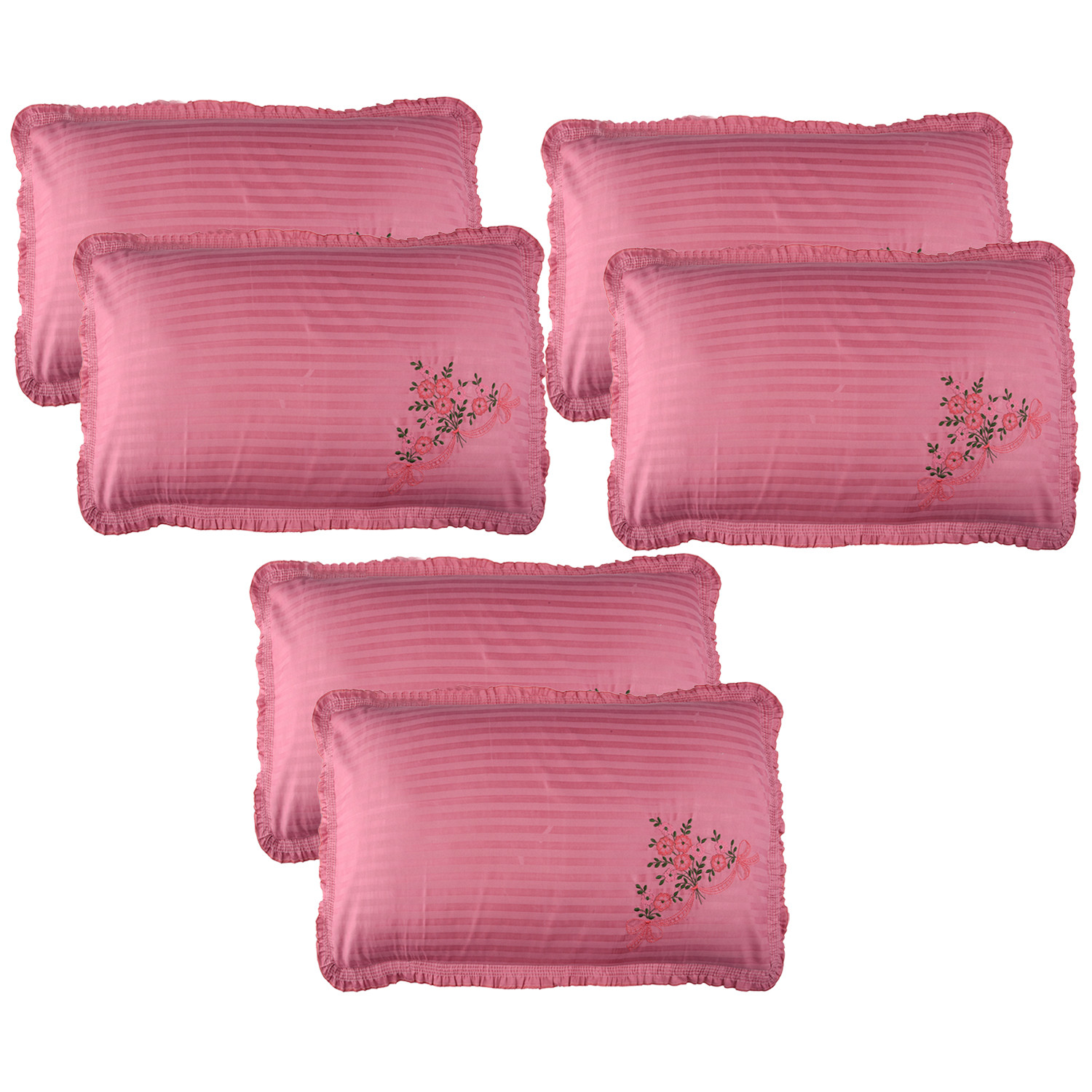 Kuber Industries Pillow Cover | Cotton Pillow Cover Set | Cushion Pillow Cover Set | Pillow Cover Set for Bedroom | Lining Embroidery Pillow Cover Set |Dark Pink
