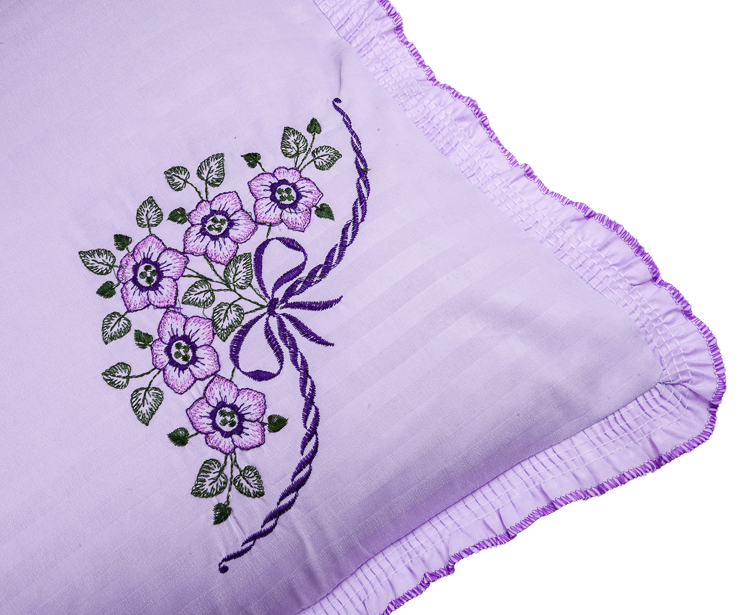Kuber Industries Pillow Cover | Cotton Pillow Cover Set | Cushion Pillow Cover Set | Pillow Cover Set for Bedroom | Lining Embroidery Pillow Cover Set |Purple