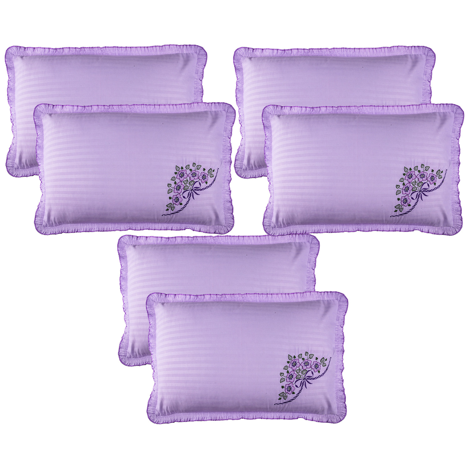Kuber Industries Pillow Cover | Cotton Pillow Cover Set | Cushion Pillow Cover Set | Pillow Cover Set for Bedroom | Lining Embroidery Pillow Cover Set |Purple