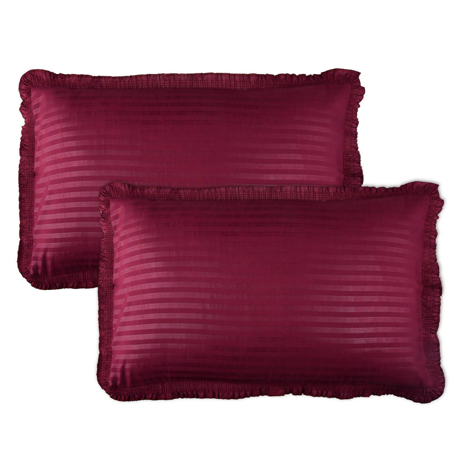 Kuber Industries Pillow Cover | Cotton Pillow Cover Set | Cushion Pillow Cover Set | Premium Pillow Cover Set for Bedroom | Lining Frill Pillow Cover Set |Maroon