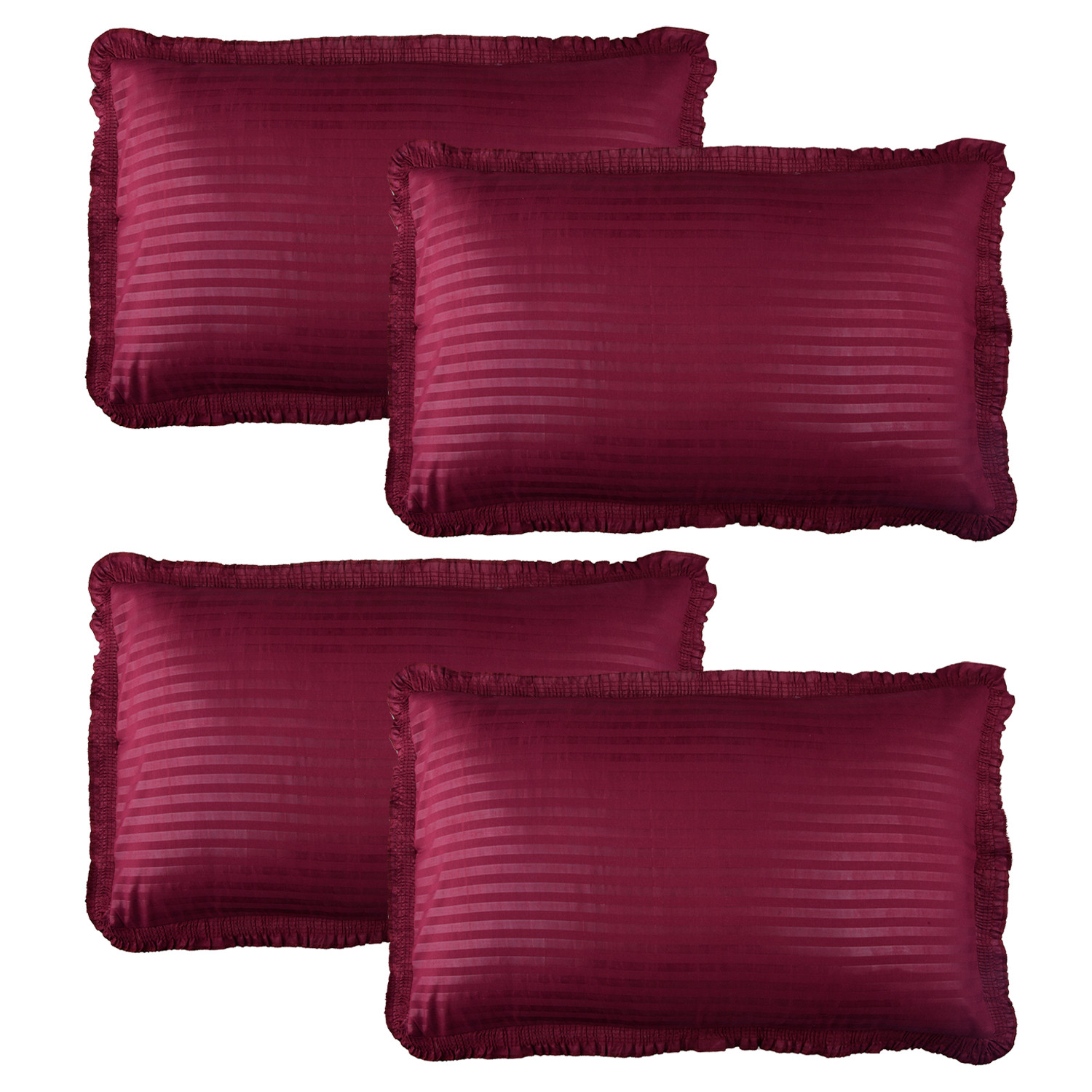 Kuber Industries Pillow Cover | Cotton Pillow Cover Set | Cushion Pillow Cover Set | Premium Pillow Cover Set for Bedroom | Lining Frill Pillow Cover Set |Maroon