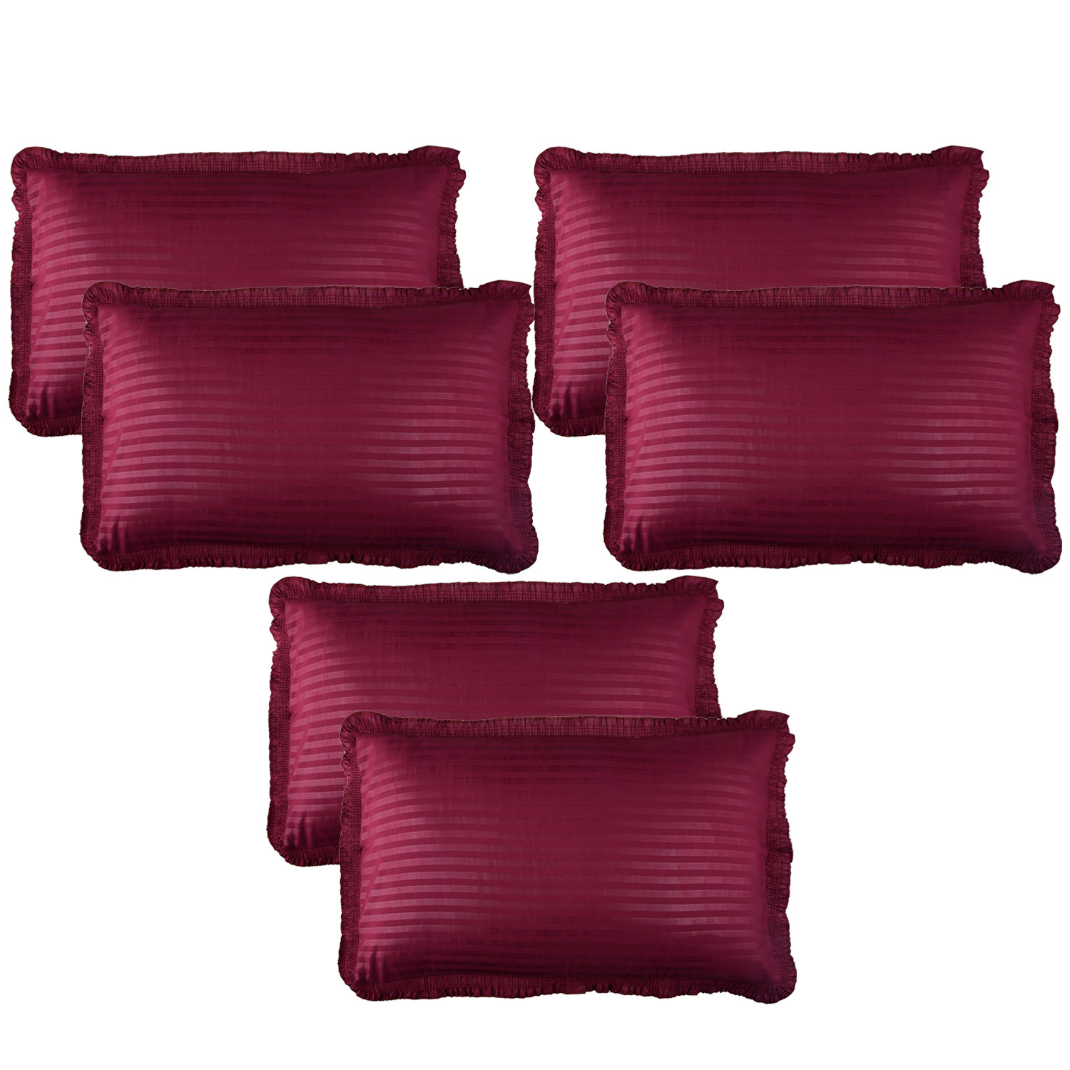 Kuber Industries Pillow Cover | Cotton Pillow Cover Set | Cushion Pillow Cover Set | Premium Pillow Cover Set for Bedroom | Lining Frill Pillow Cover Set |Maroon