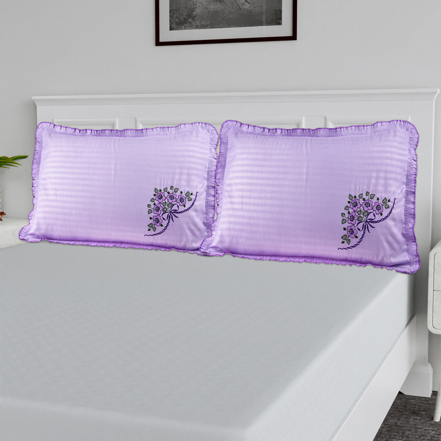 Kuber Industries Pillow Cover | Cotton Pillow Cover Set | Cushion Pillow Cover Set | Premium Pillow Cover Set for Bedroom | Lining Frill Pillow Cover Set | 4 Piece Set | Multi