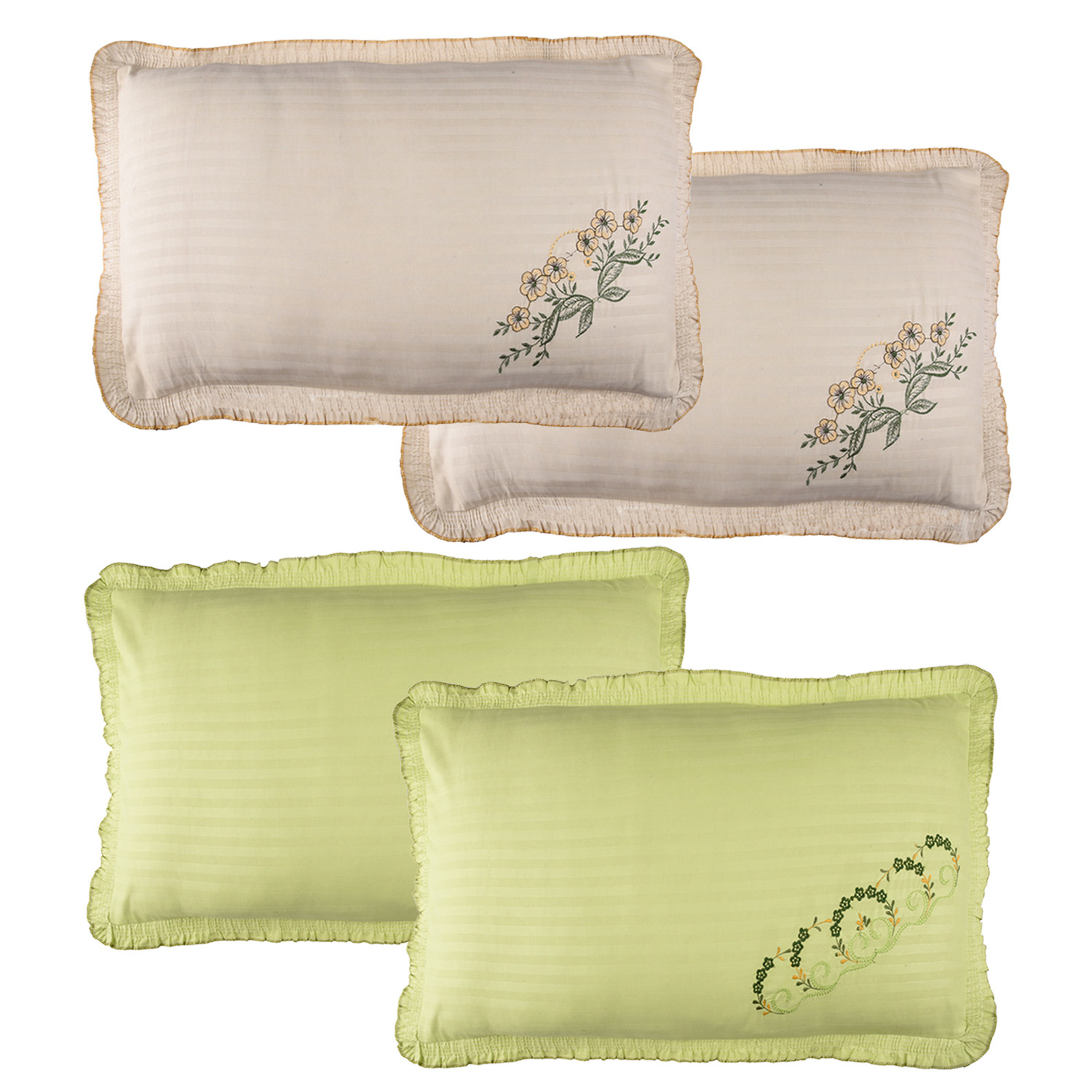 Kuber Industries Pillow Cover | Cotton Pillow Cover Set | Cushion Pillow Cover Set | Premium Pillow Cover Set for Bedroom | Lining Frill Pillow Cover Set | 4 Piece Set | Multi