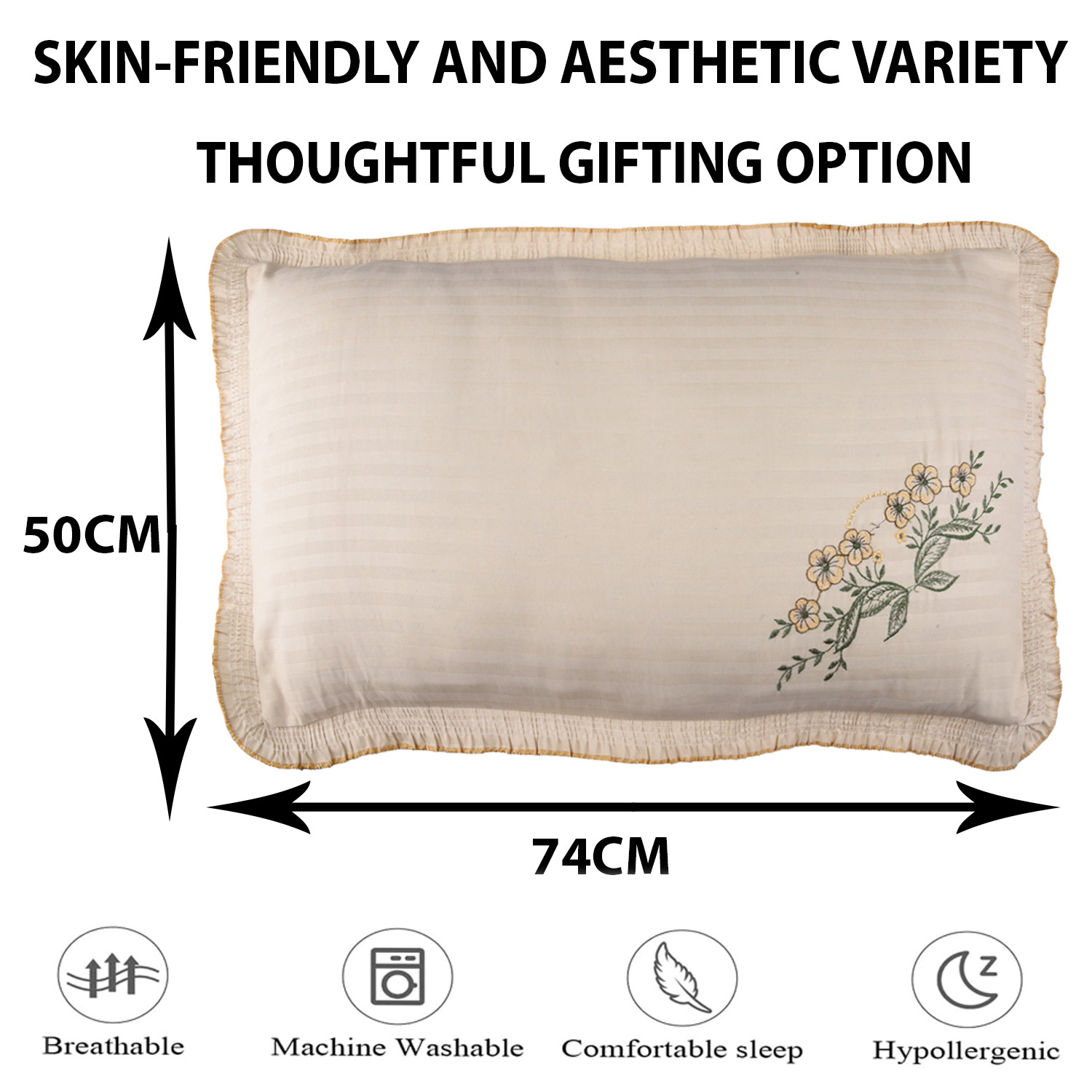 Kuber Industries Pillow Cover | Cotton Pillow Cover Set | Cushion Pillow Cover Set | Premium Pillow Cover Set for Bedroom | Lining Frill Pillow Cover Set | 4 Piece Set | Multi
