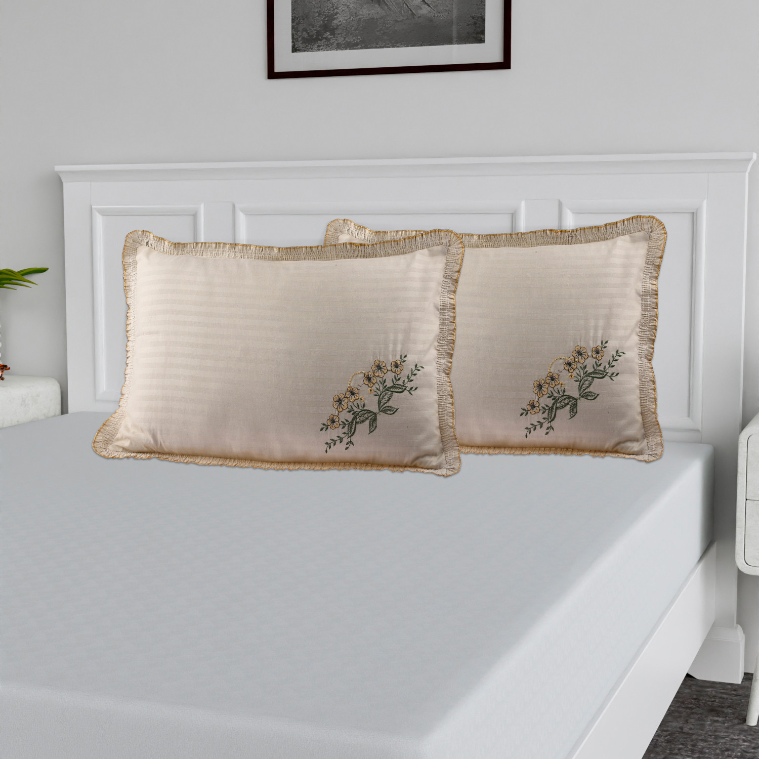 Kuber Industries Pillow Cover | Cotton Pillow Cover Set | Cushion Pillow Cover Set | Premium Pillow Cover Set for Bedroom | Lining Frill Pillow Cover Set | 4 Piece Set | Multi