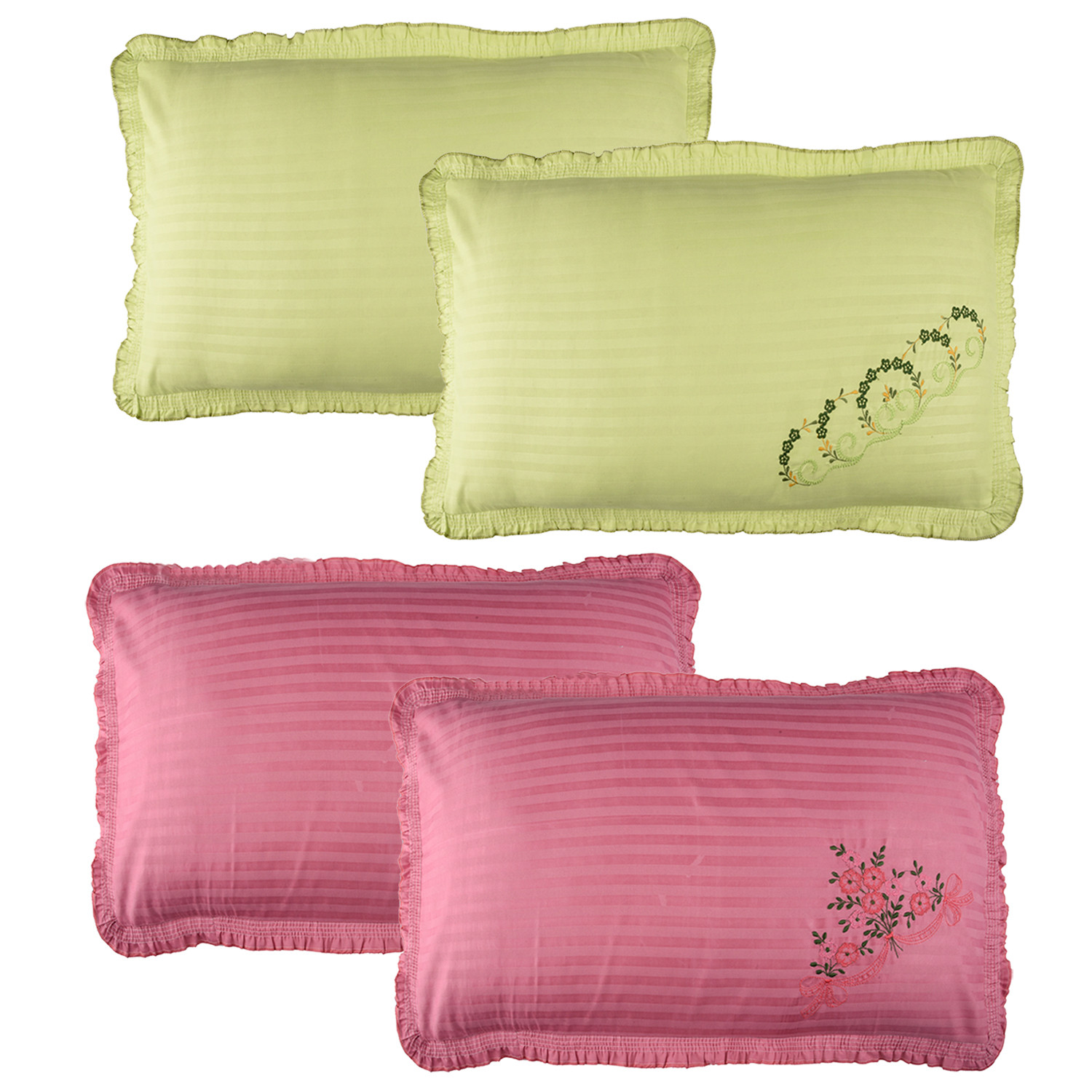 Kuber Industries Pillow Cover | Cotton Pillow Cover Set | Cushion Pillow Cover Set | Premium Pillow Cover Set for Bedroom | Lining Frill Pillow Cover Set | 4 Piece Set | Multi