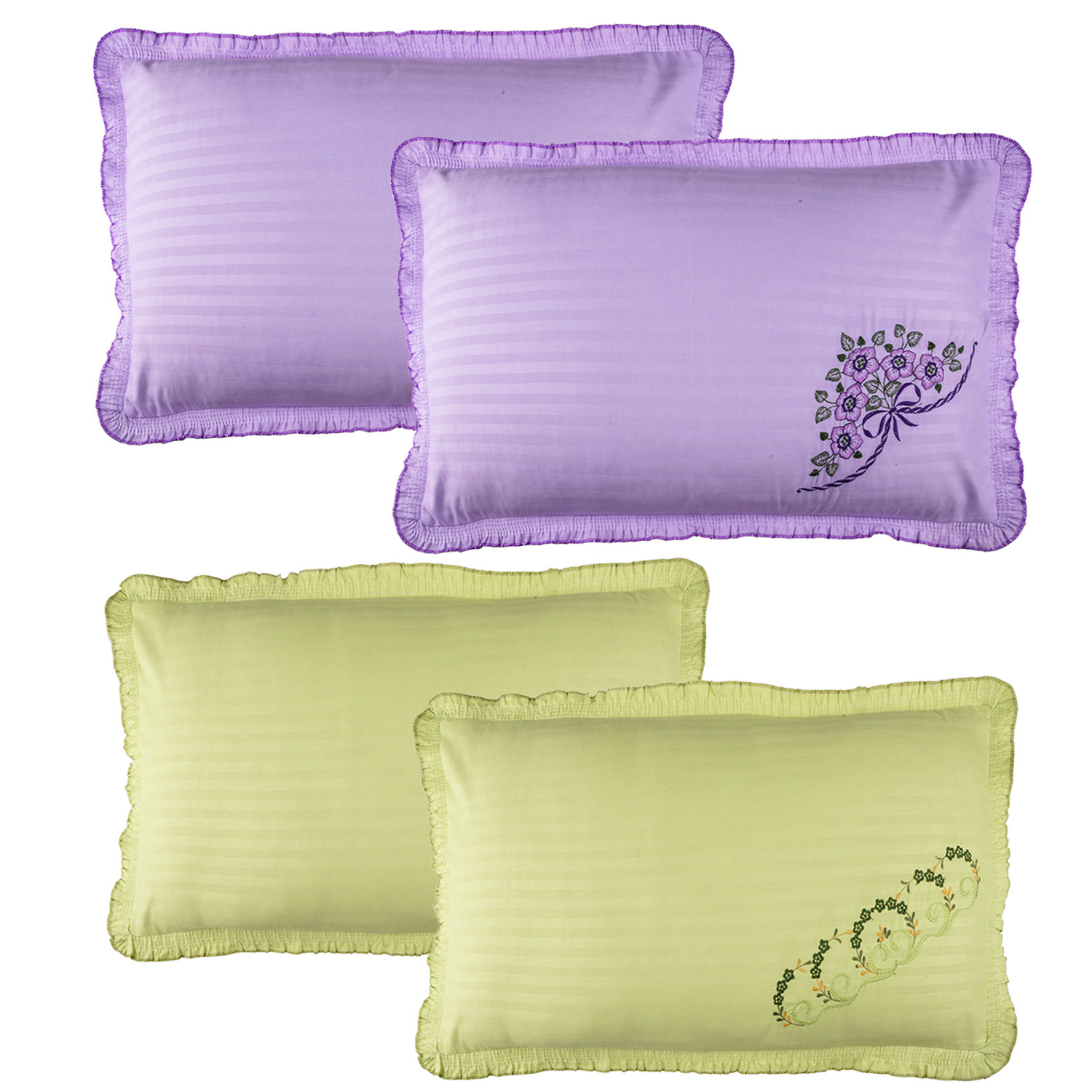 Kuber Industries Pillow Cover | Cotton Pillow Cover Set | Cushion Pillow Cover Set | Premium Pillow Cover Set for Bedroom | Lining Frill Pillow Cover Set | 4 Piece Set | Multi