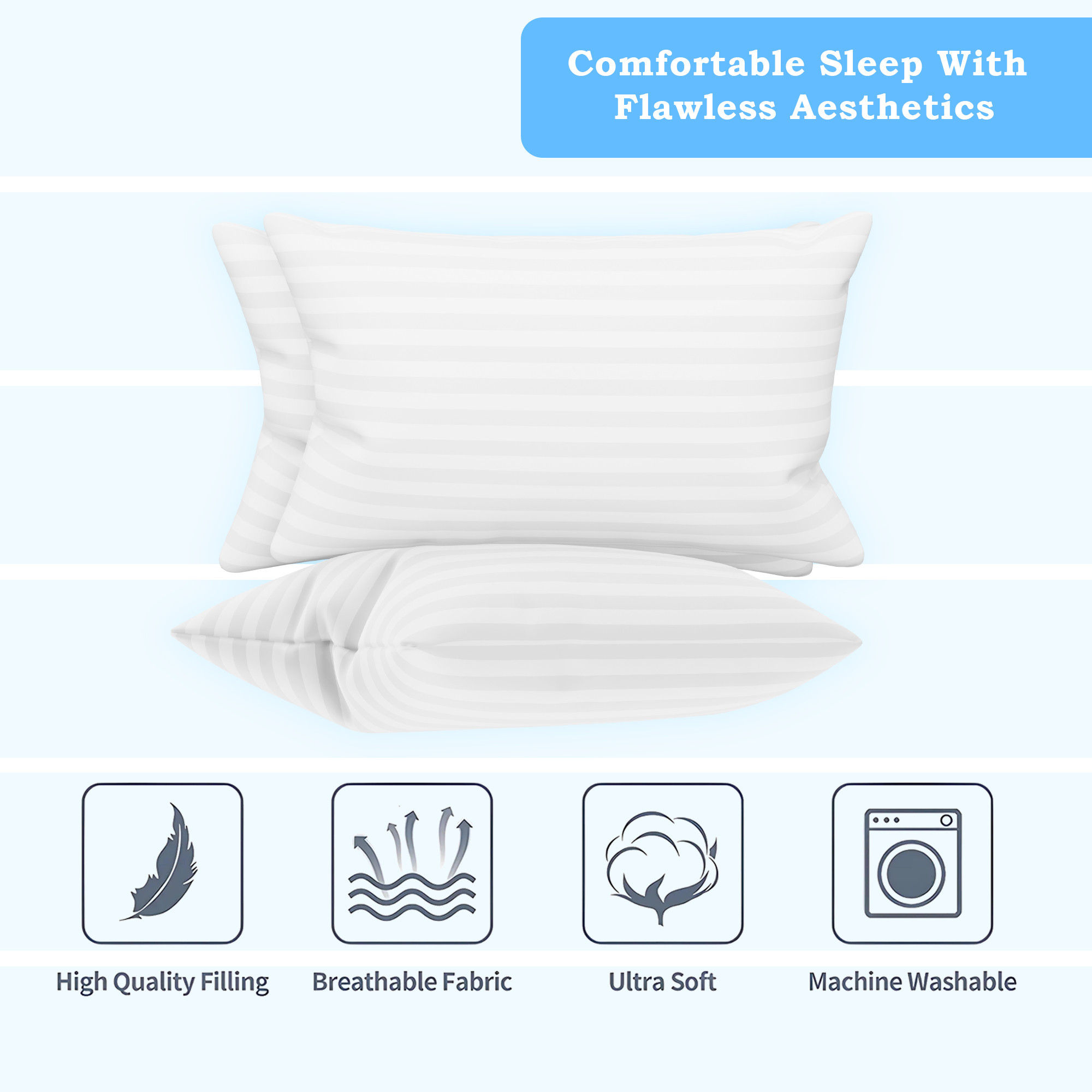 Kuber Industries Pillow Filler  16x24 Inch  Premium Pillow Cushion Filler  Microfiber Pillow Filler for Bedroom-Living Room-Hotel  Cozy  Fluffy Lumbar Pillow Filler  White