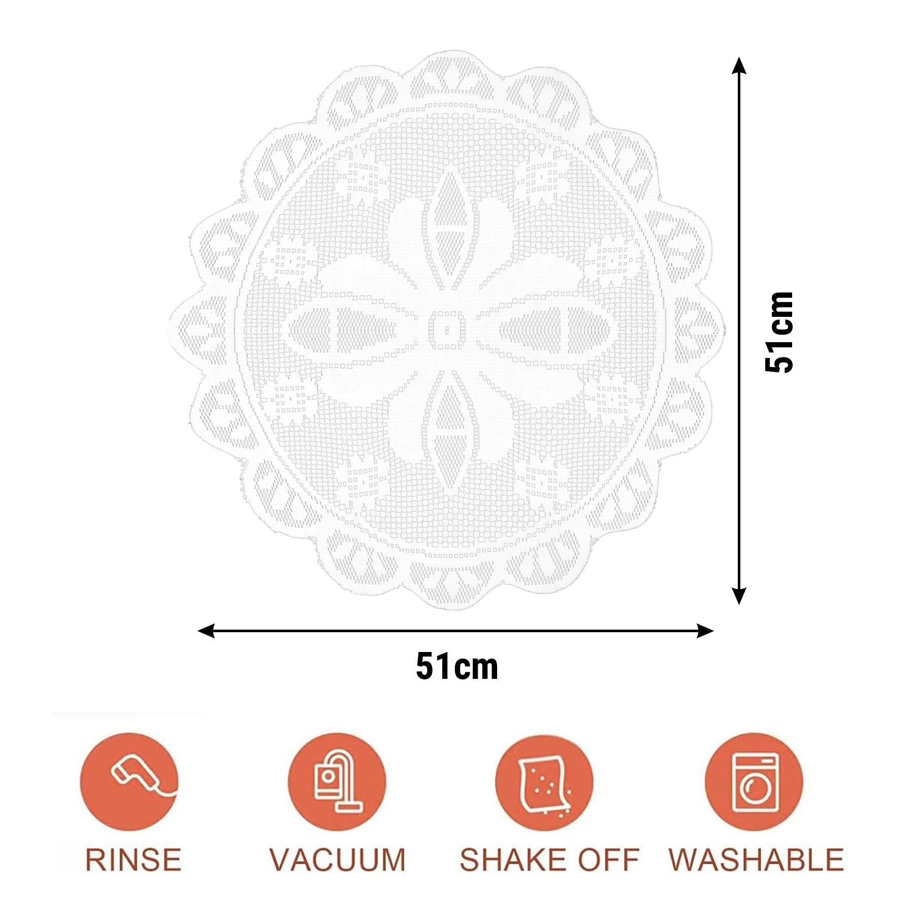 Kuber Industries Placemat | Dining Table Placemat | Center Table Mats | Round Plain Net Placemat Set | Side Table Placemats for Hotel-Home Décor | 20 Inch |White
