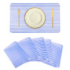 Placemat | Placemats for Dining Room | Anti-Slip Table Mat Set | Placemats for Kitchen Table | Dining Table Placemats | Lining-Design Placemat | 6 Piece Set | Blue