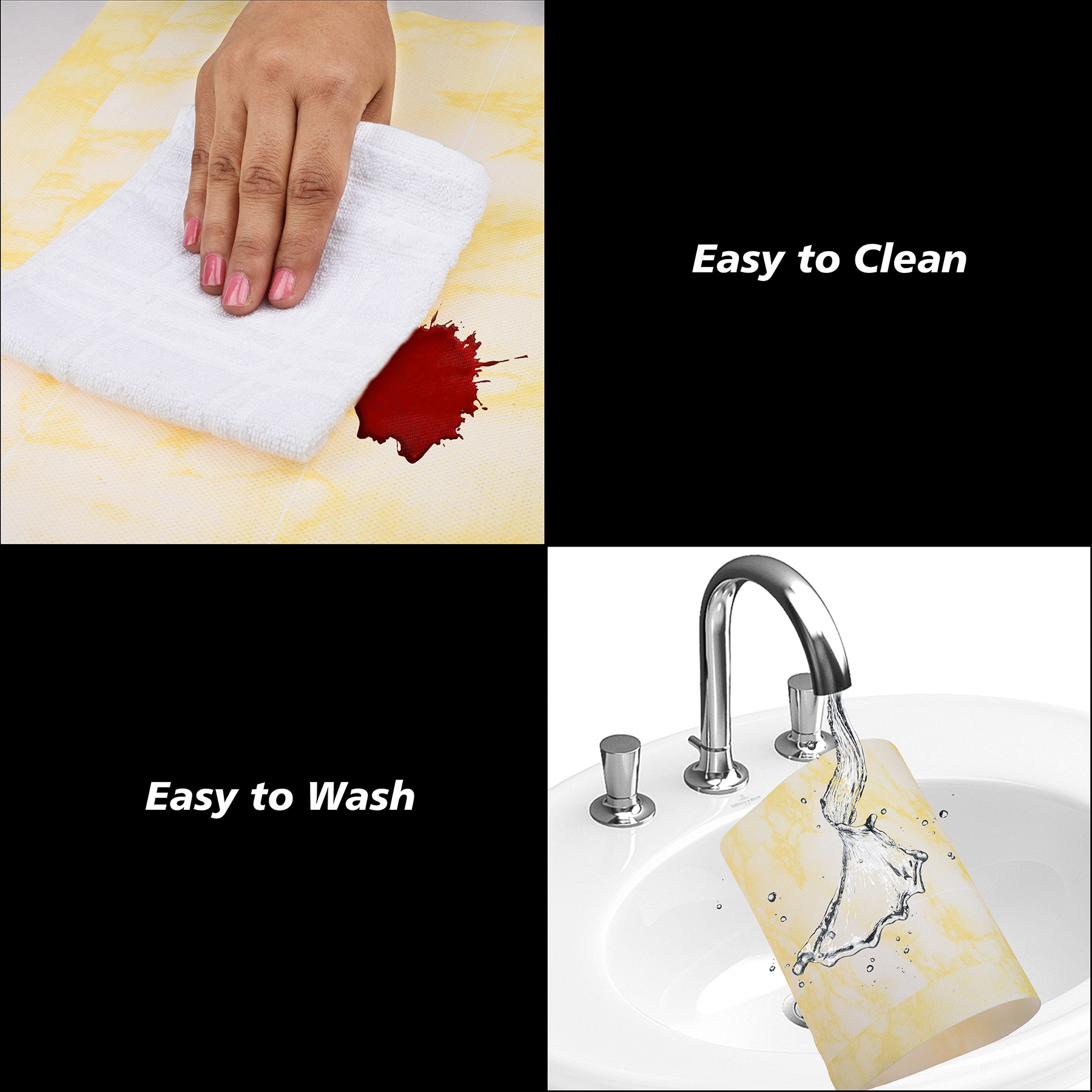 Kuber Industries Placemat  Placemats for Dining Room  Anti-Slip Table Mat Set  Placemats for Kitchen Table  Dining Table Placemats  Marble Placemat  6 Piece Set  Yellow