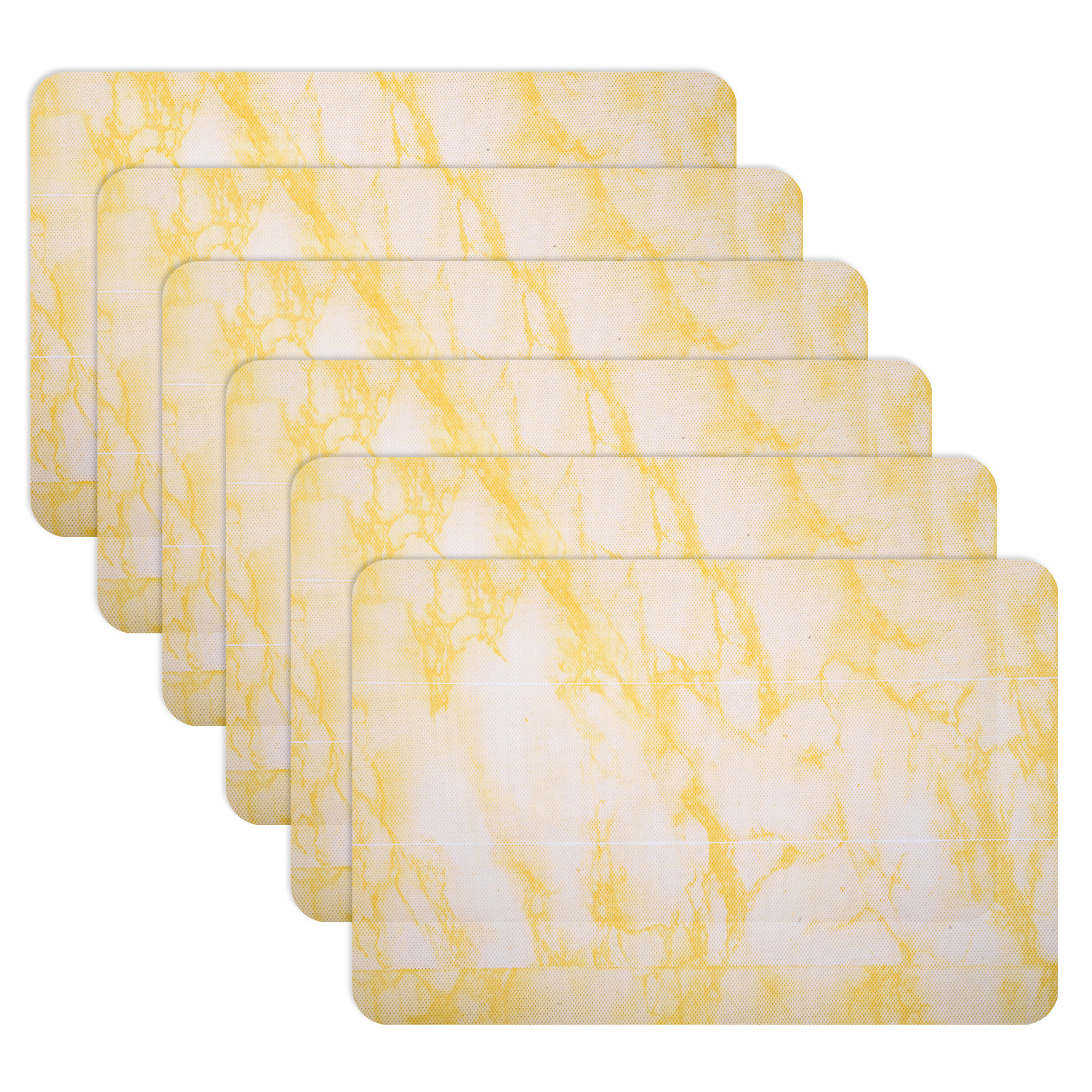 Kuber Industries Placemat  Placemats for Dining Room  Anti-Slip Table Mat Set  Placemats for Kitchen Table  Dining Table Placemats  Marble Placemat  6 Piece Set  Yellow