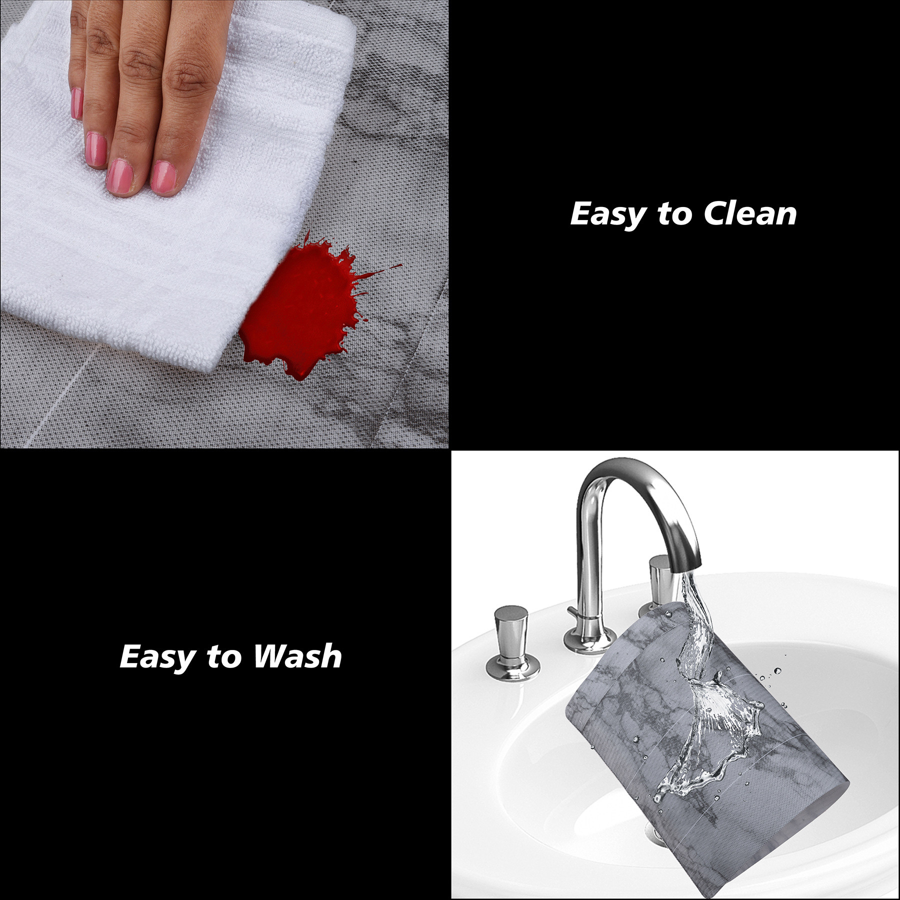 Kuber Industries Placemat  Placemats for Dining Room  Anti-Slip Table Mat Set  Placemats for Kitchen Table  Dining Table Placemats  Marble Placemat  6 Piece Set  Gray