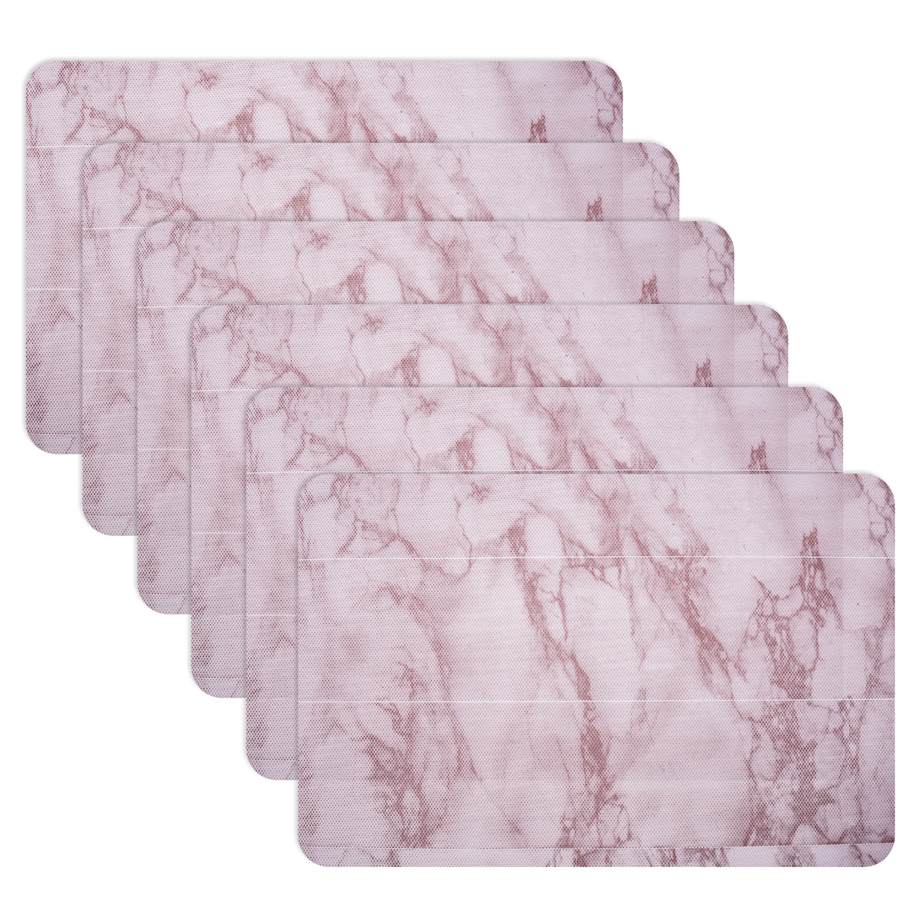 Kuber Industries Placemat  Placemats for Dining Room  Anti-Slip Table Mat Set  Placemats for Kitchen Table  Dining Table Placemats  Marble Placemat  6 Piece Set  Pink