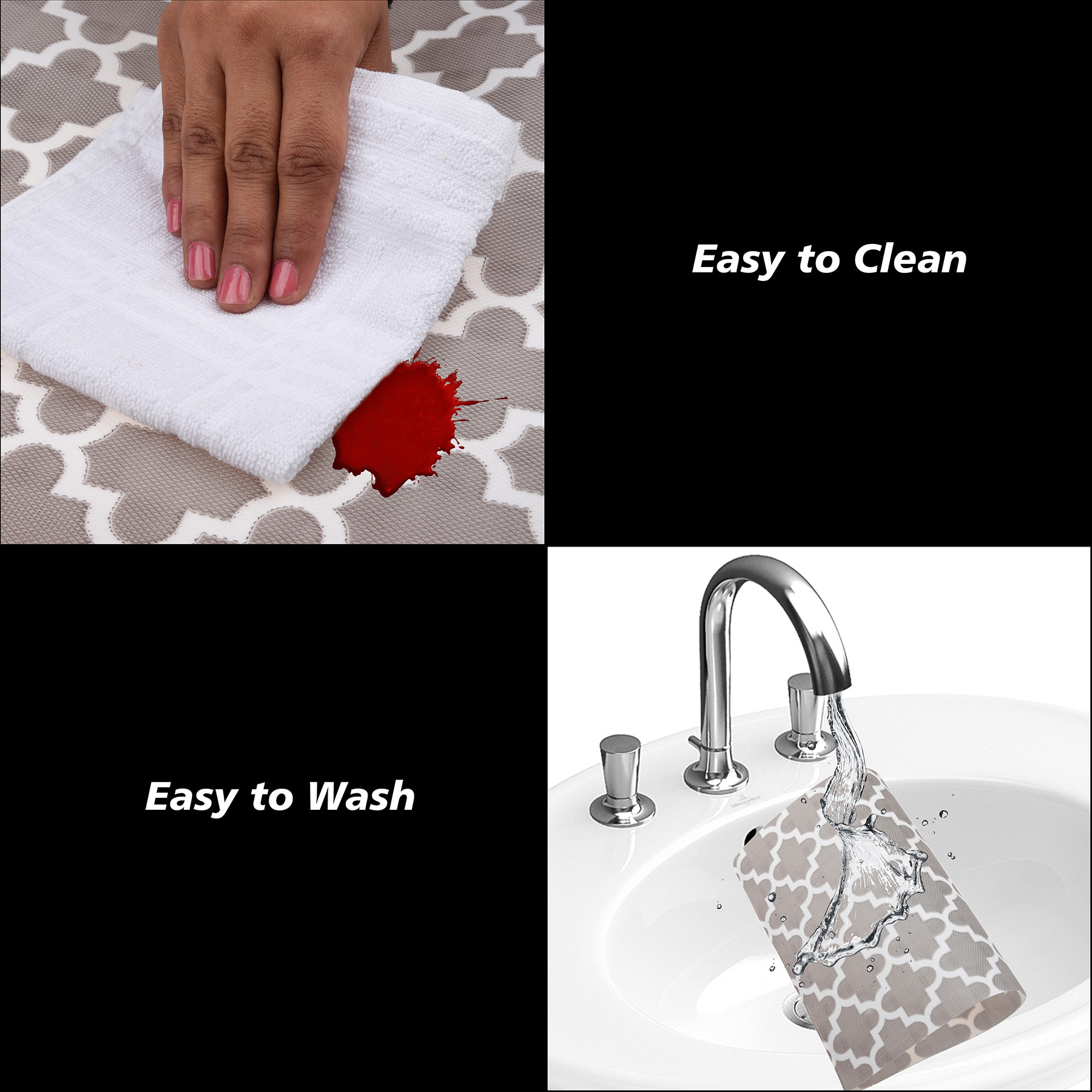 Kuber Industries Placemat  Placemats for Dining Room  Anti-Slip Table Mat Set  Placemats for Kitchen Table  Dining Table Placemats  Hexagon-Design Placemat  6 Piece Set  Gray