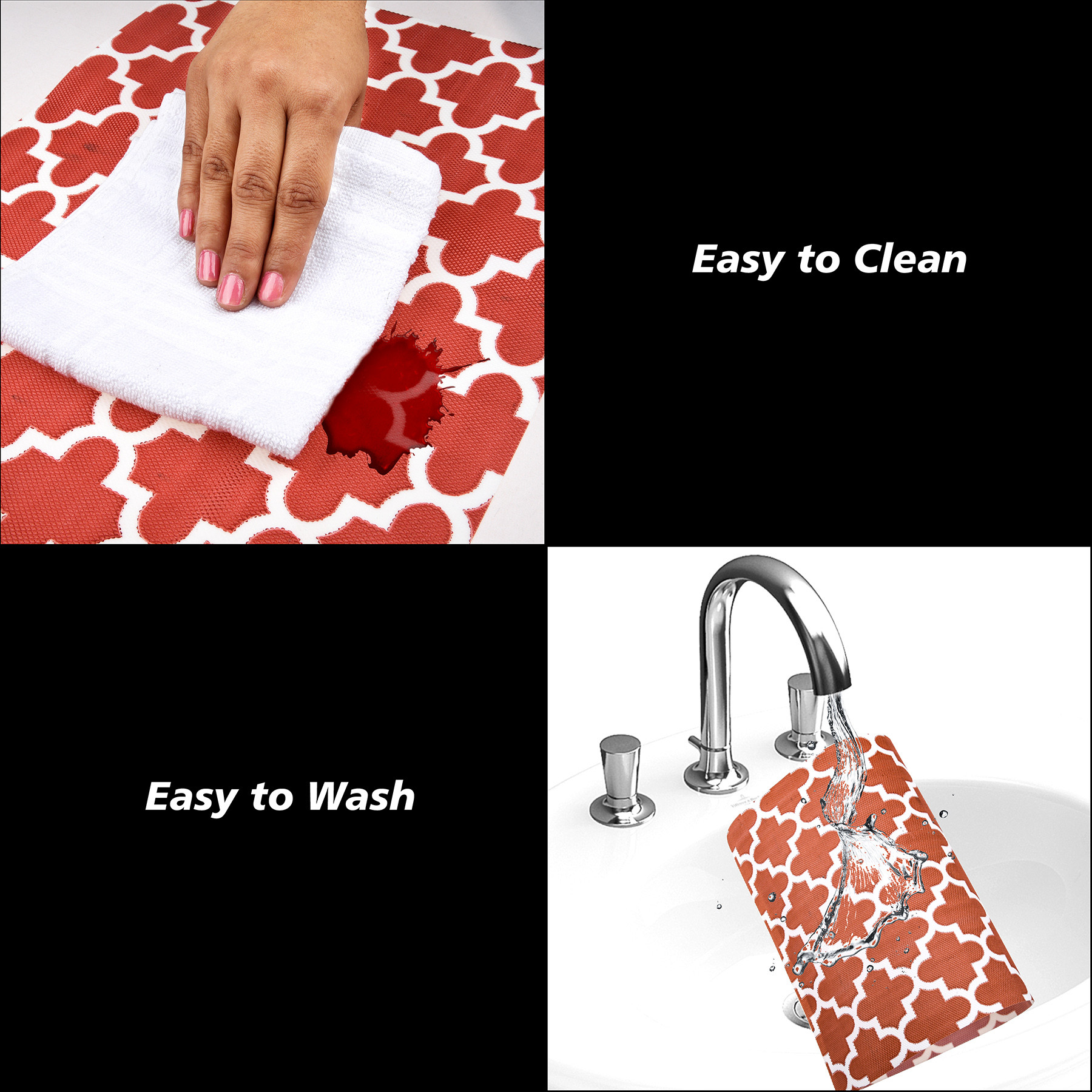 Kuber Industries Placemat  Placemats for Dining Room  Anti-Slip Table Mat Set  Placemats for Kitchen Table  Dining Table Placemats  Hexagon-Design Placemat  6 Piece Set  Red