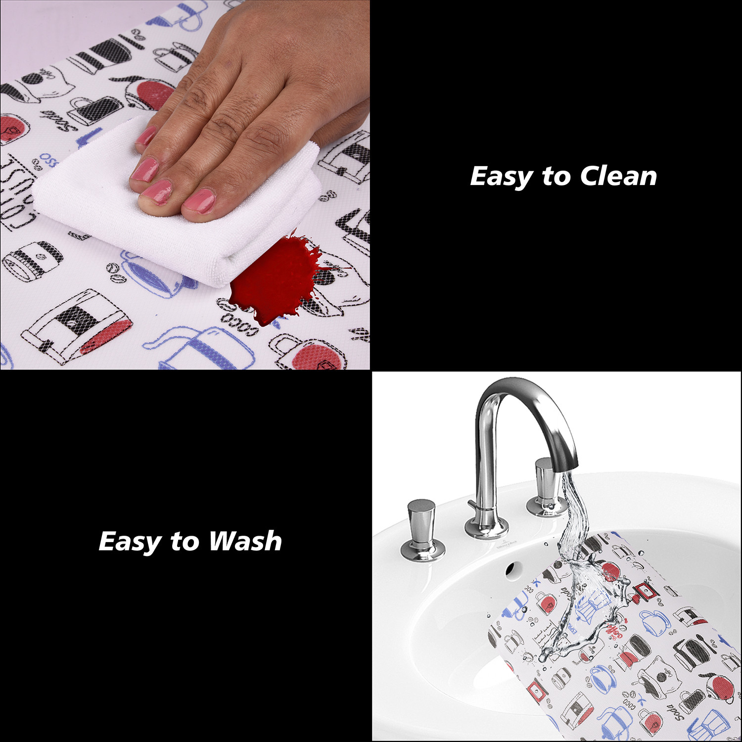 Kuber Industries Placemat  Placemats for Dining Room  Anti-Slip Table Mat Set  Placemats for Kitchen Table  Dining Table Placemats  Coffee House Placemat  6 Piece Set  Blue