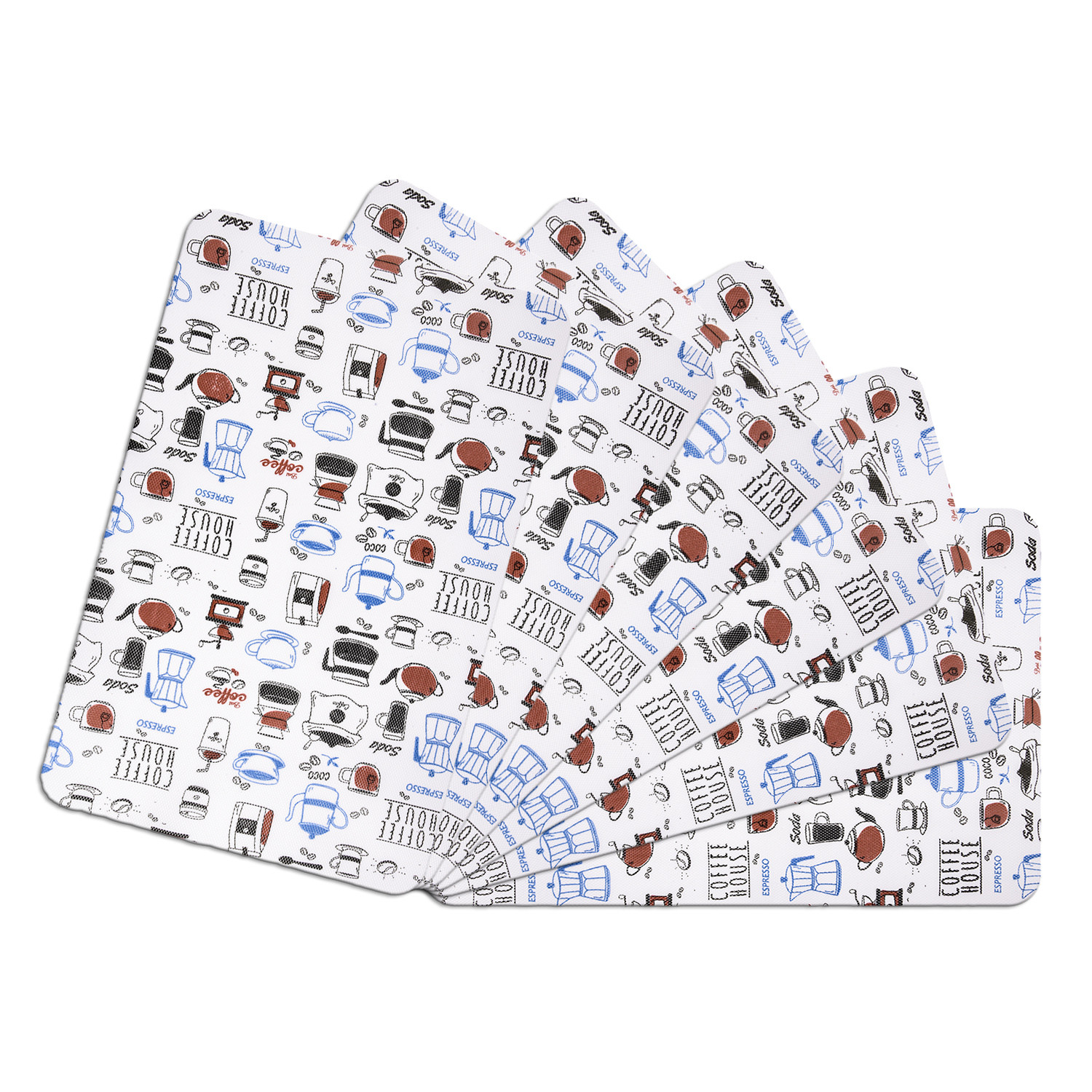 Kuber Industries Placemat  Placemats for Dining Room  Anti-Slip Table Mat Set  Placemats for Kitchen Table  Dining Table Placemats  Coffee House Placemat  6 Piece Set  Blue