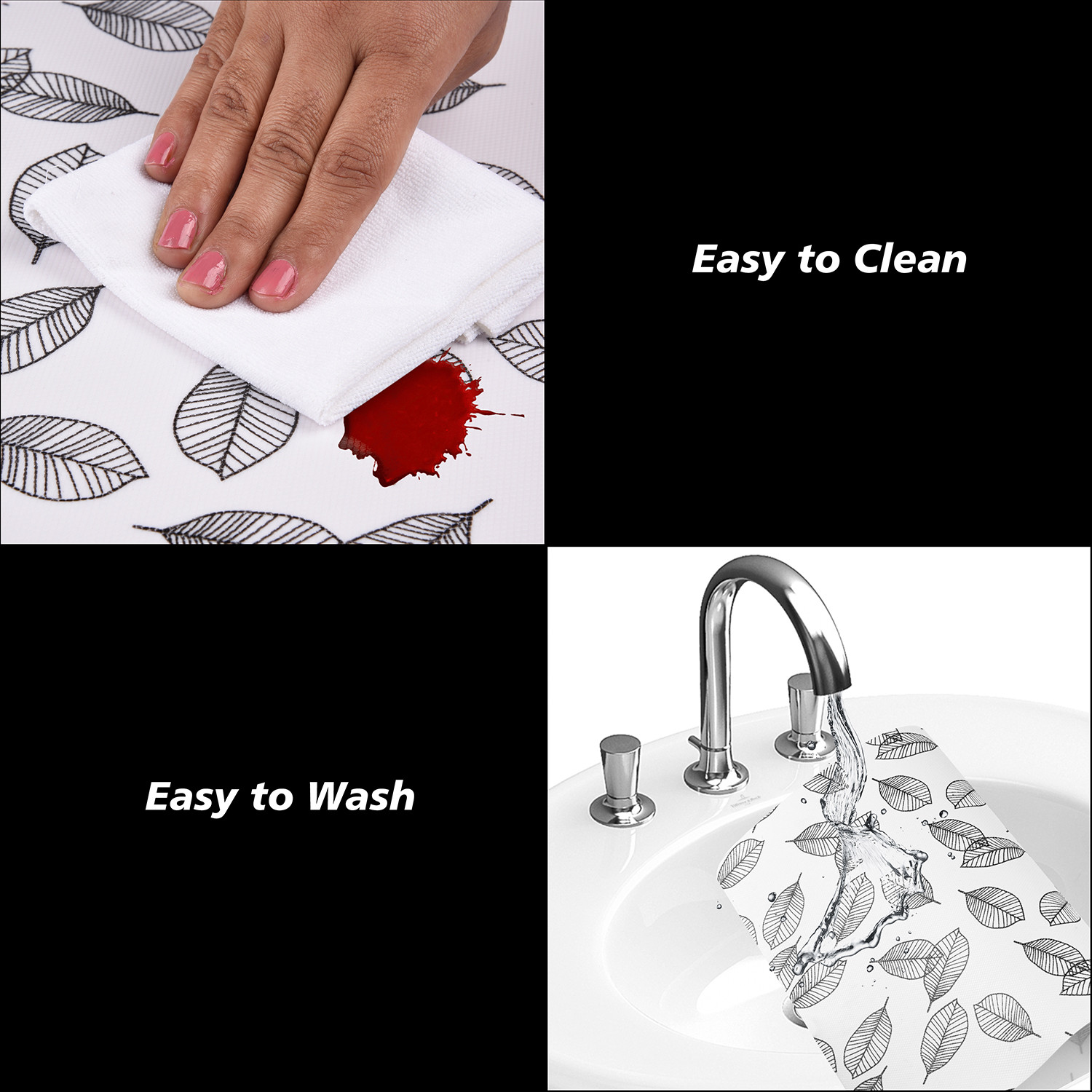 Kuber Industries Placemat  Placemats for Dining Room  Anti-Slip Table Mat Set  Placemats for Kitchen Table  Dining Table Placemats  Leaf-Design Placemat  6 Piece Set  White