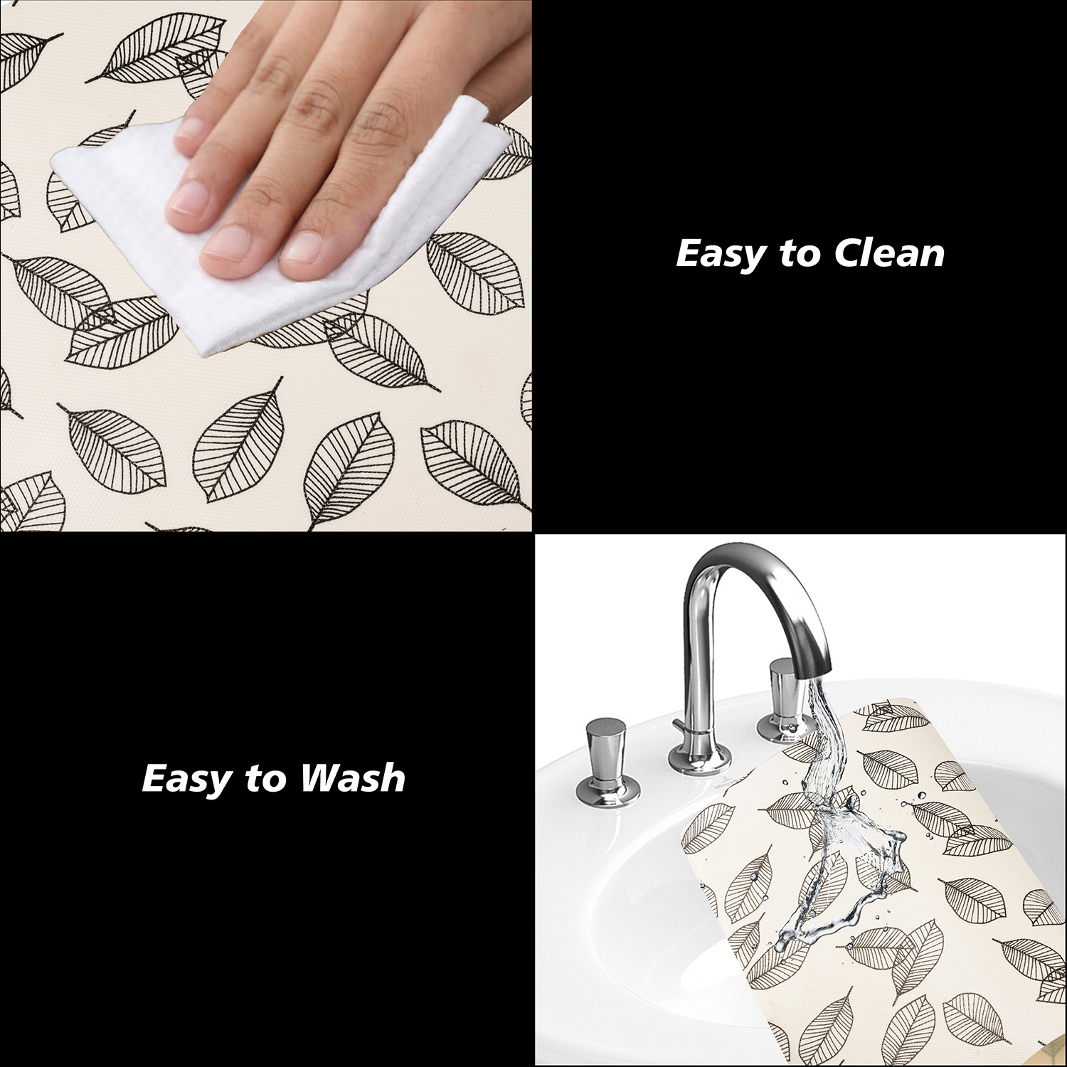 Kuber Industries Placemat  Placemats for Dining Room  Anti-Slip Table Mat Set  Placemats for Kitchen Table  Dining Table Placemats  Leaf-Design Placemat  6 Piece Set  Cream