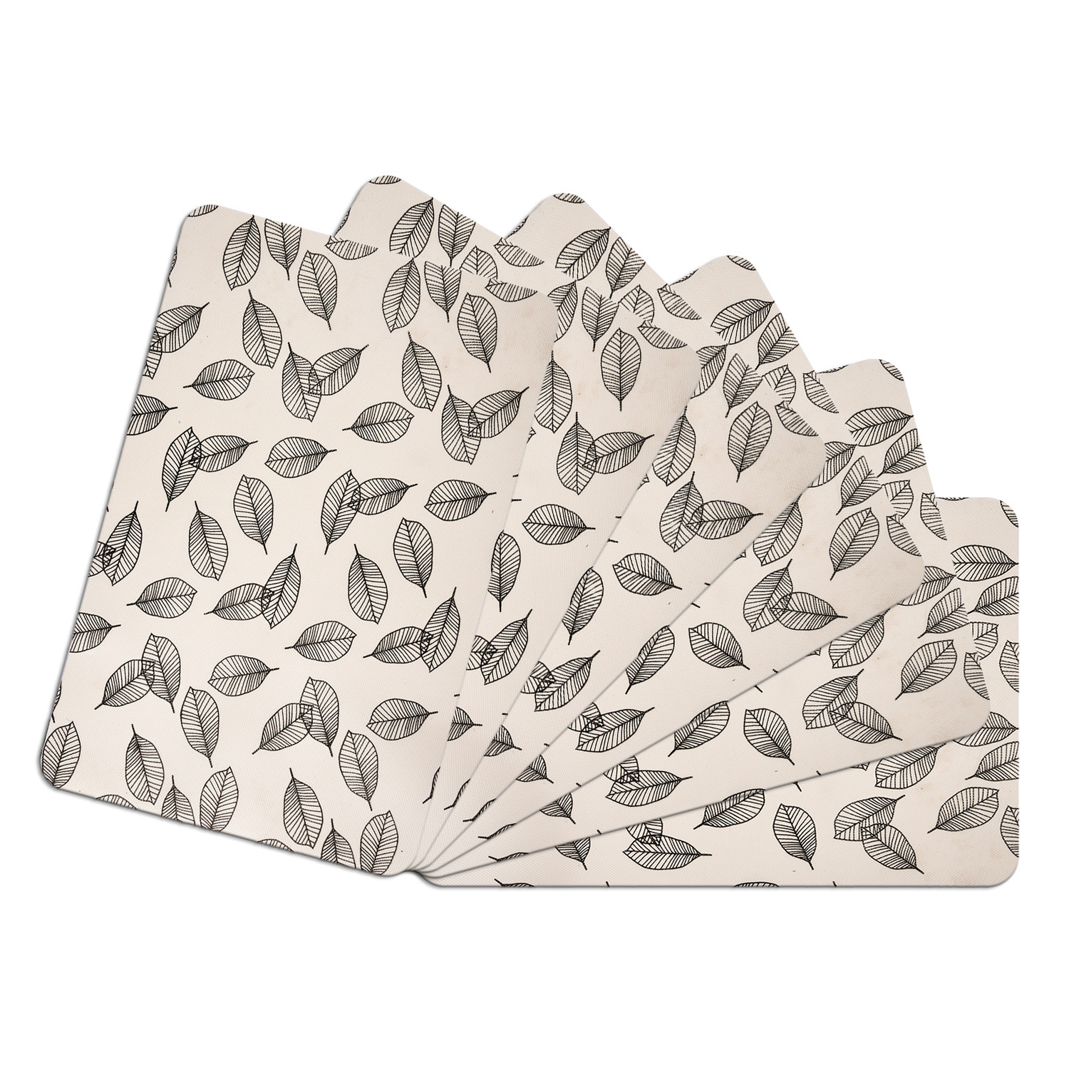 Kuber Industries Placemat  Placemats for Dining Room  Anti-Slip Table Mat Set  Placemats for Kitchen Table  Dining Table Placemats  Leaf-Design Placemat  6 Piece Set  Cream