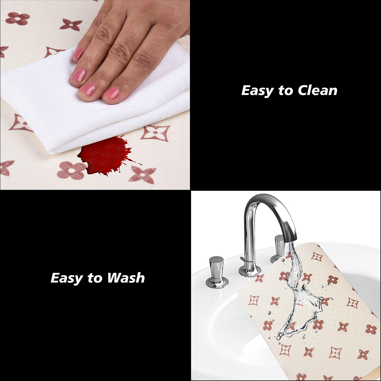 Kuber Industries Placemat  Placemats for Dining Room  Anti-Slip Table Mat Set  Placemats for Kitchen Table  Dining Table Placemats  Brown Star-Design Placemat  6 Piece Set  Cream