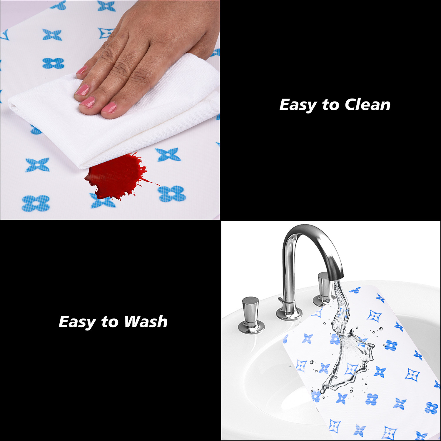 Kuber Industries Placemat  Placemats for Dining Room  Anti-Slip Table Mat Set  Placemats for Kitchen Table  Dining Table Placemats  Blue Star-Design Placemat  6 Piece Set  White