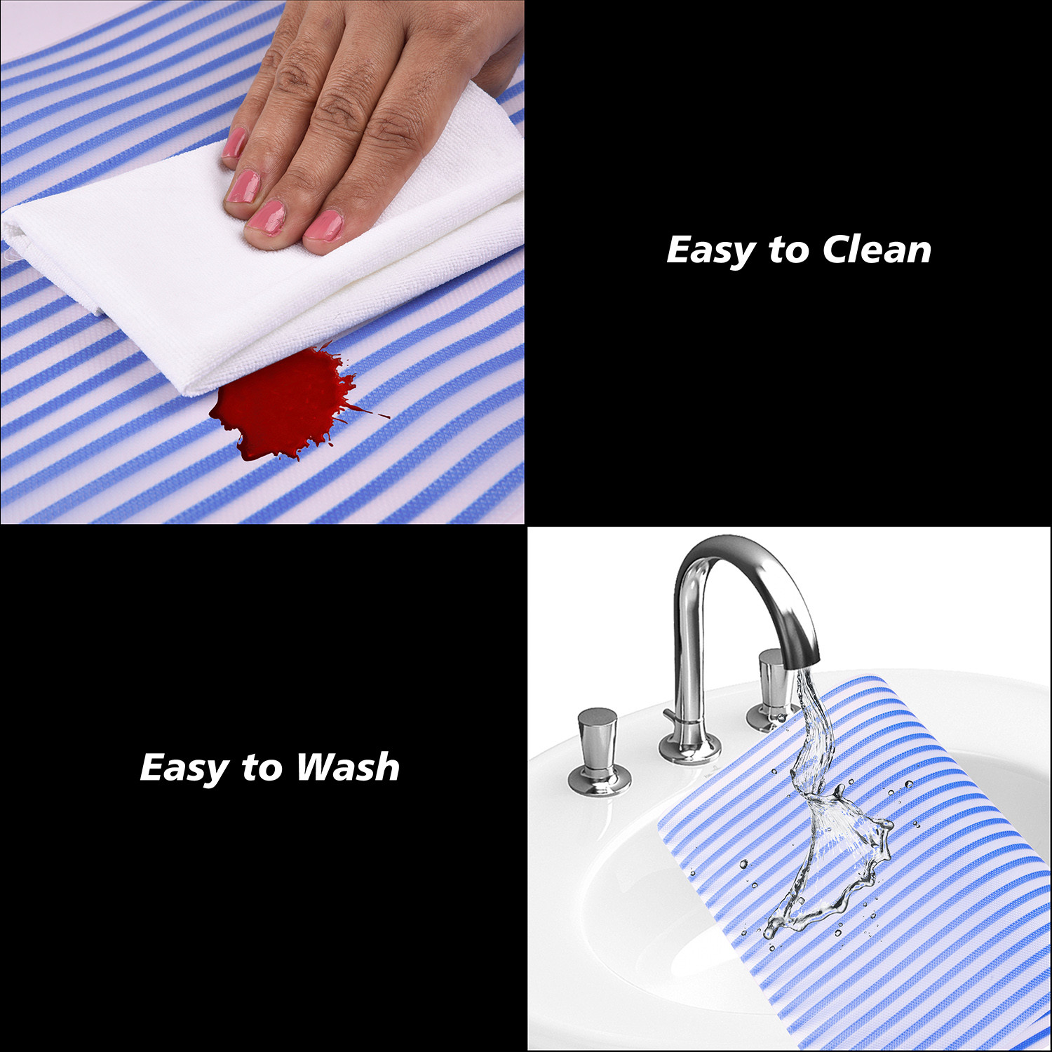 Kuber Industries Placemat  Placemats for Dining Room  Anti-Slip Table Mat Set  Placemats for Kitchen Table  Dining Table Placemats  Lining-Design Placemat  6 Piece Set  Blue