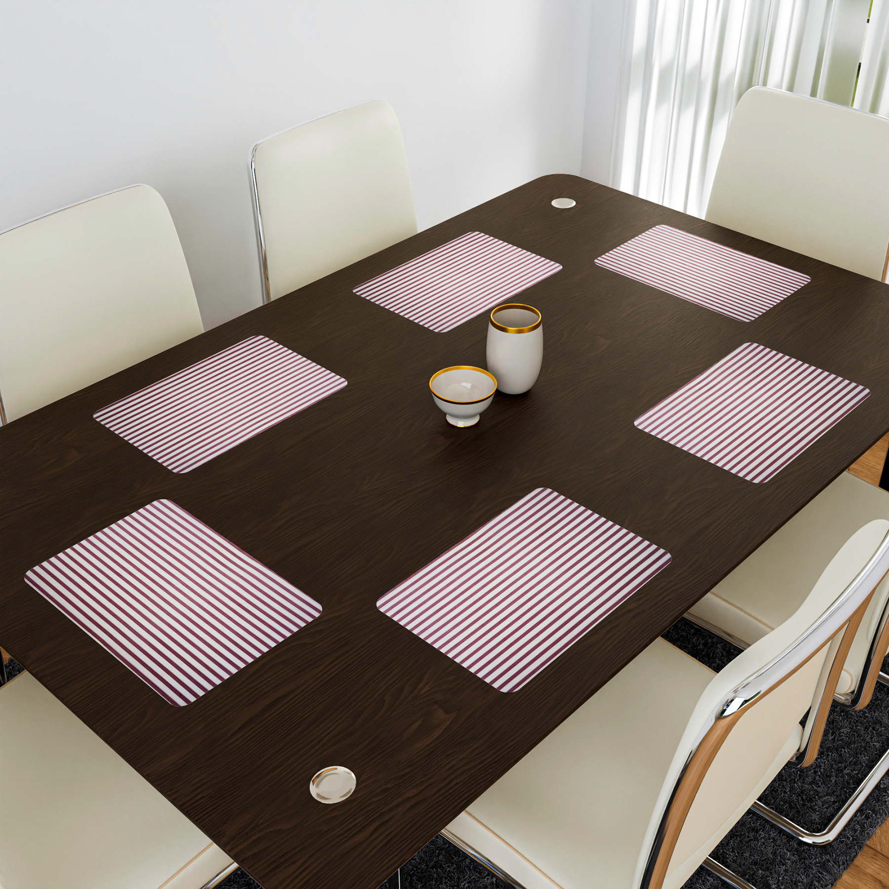 Kuber Industries Placemat  Placemats for Dining Room  Anti-Slip Table Mat Set  Placemats for Kitchen Table  Dining Table Placemats  Lining Placemat  6 Piece Set  Maroon