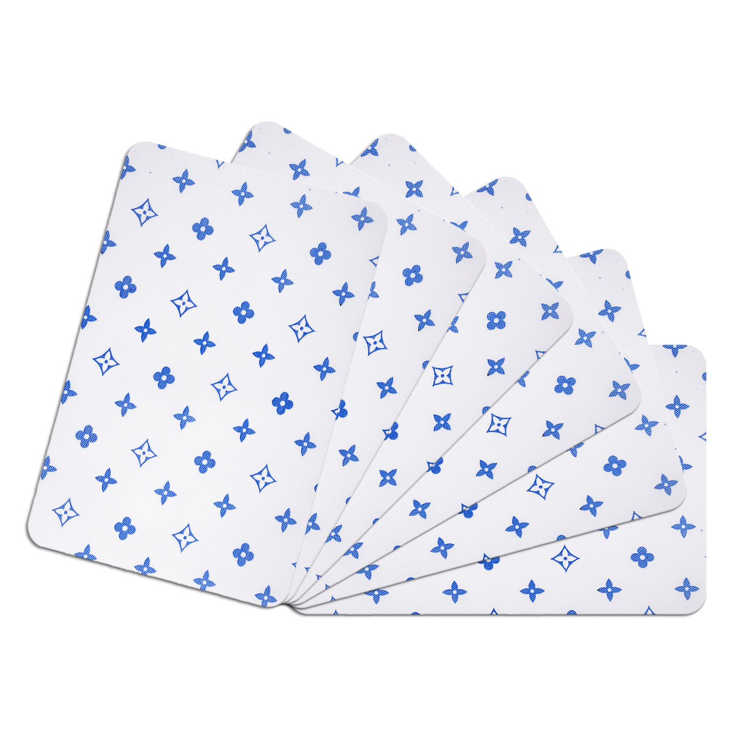 Kuber Industries Placemat | Placemats for Dining Room | Anti-Slip Table Mat Set | Placemats for Kitchen Table | Dining Table Placemats | Blue Star-Design Placemat | 6 Piece Set | White