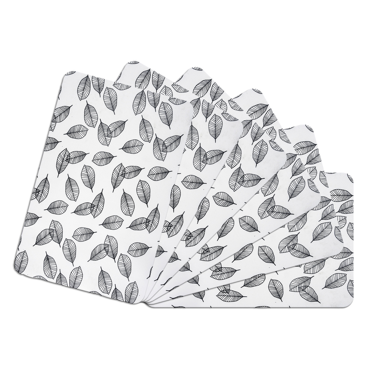 Kuber Industries Placemat | Placemats for Dining Room | Anti-Slip Table Mat Set | Placemats for Kitchen Table | Dining Table Placemats | Leaf-Design Placemat | 6 Piece Set | White