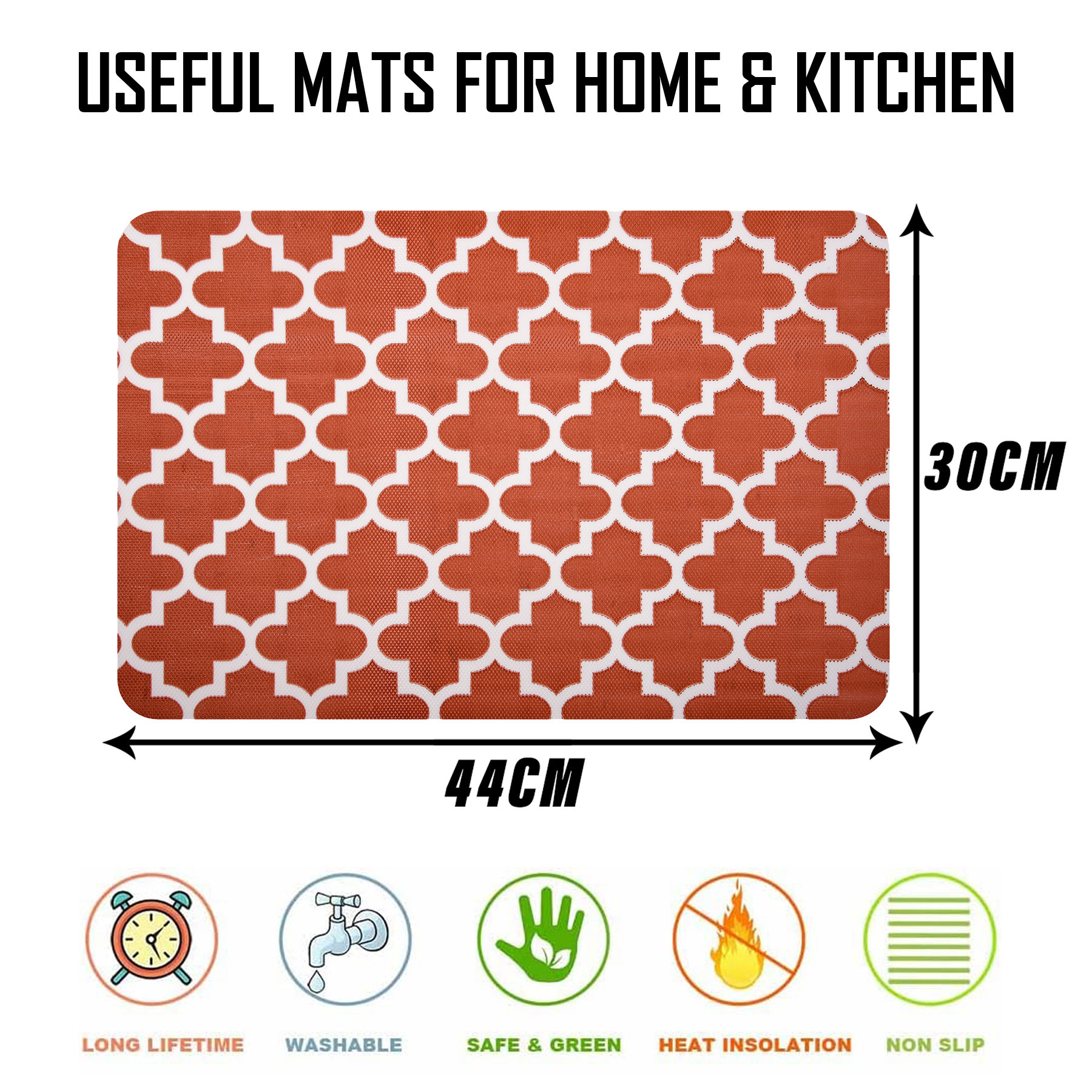 Kuber Industries Placemat | Placemats for Dining Room | Anti-Slip Table Mat Set | Placemats for Kitchen Table | Dining Table Placemats | Hexagon-Design Placemat | 6 Piece Set | Red