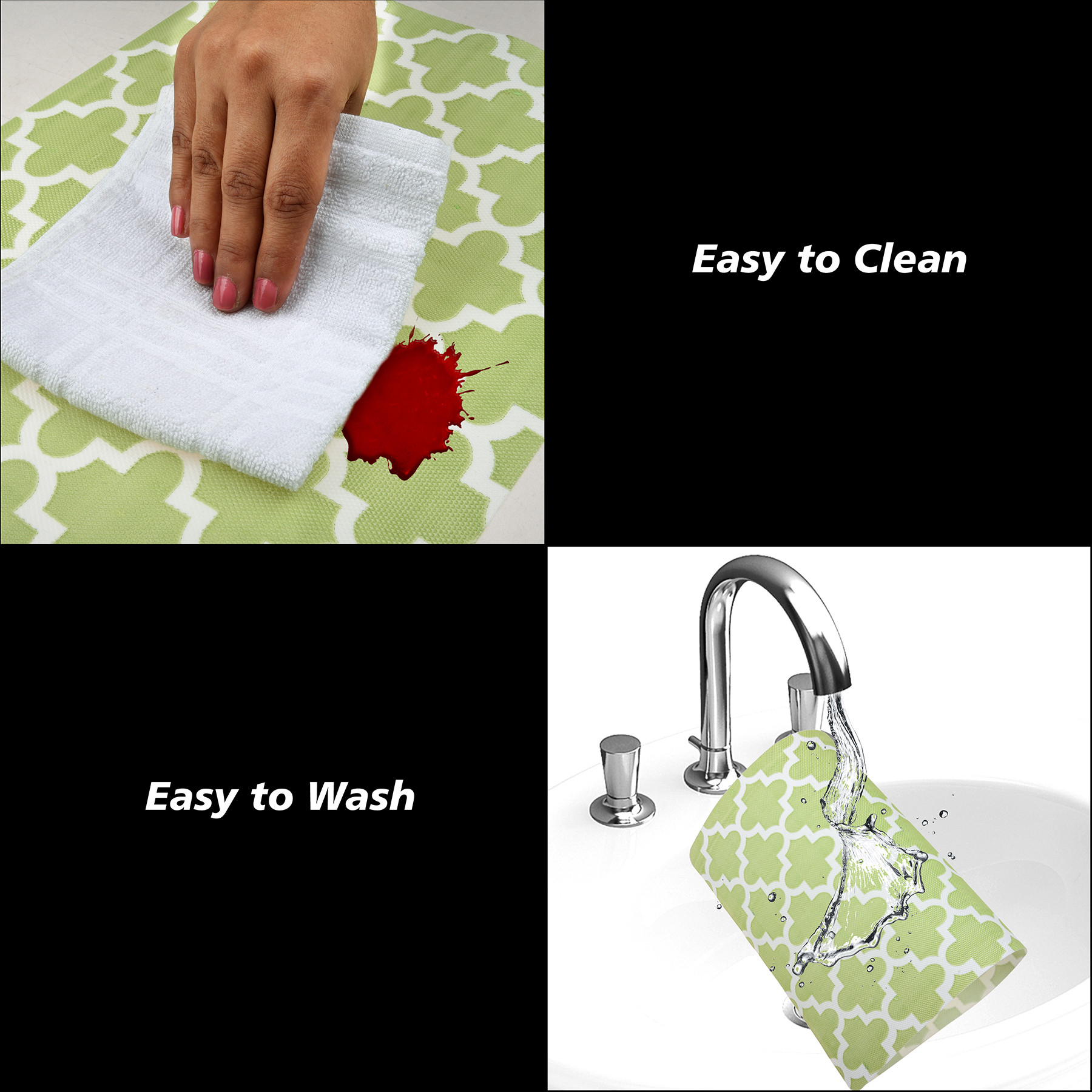 Kuber Industries Placemat | Placemats for Dining Room | Anti-Slip Table Mat Set | Placemats for Kitchen Table | Dining Table Placemats | Hexagon-Design Placemat | 6 Piece Set | Green