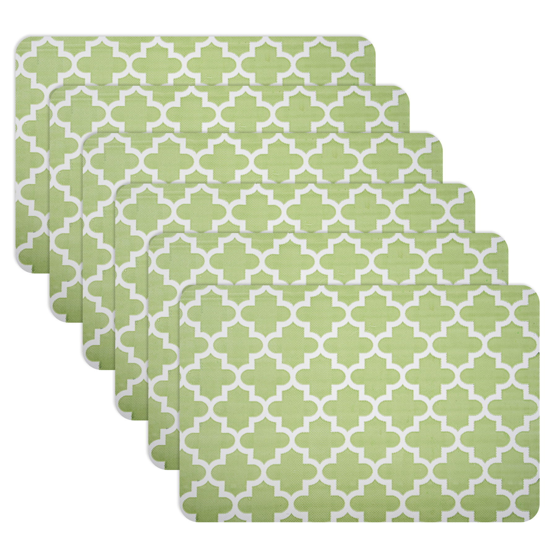 Kuber Industries Placemat | Placemats for Dining Room | Anti-Slip Table Mat Set | Placemats for Kitchen Table | Dining Table Placemats | Hexagon-Design Placemat | 6 Piece Set | Green