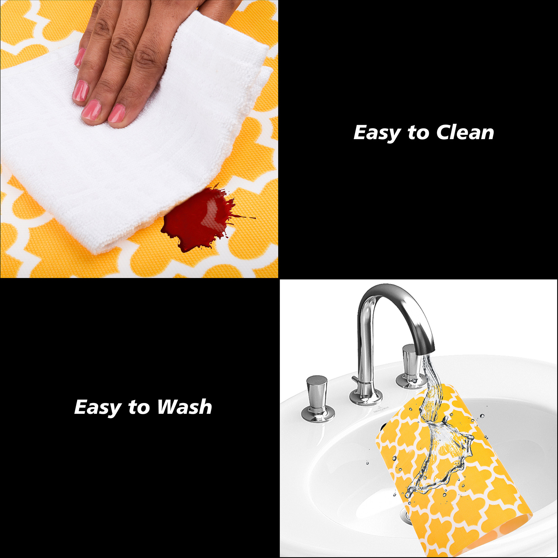 Kuber Industries Placemat | Placemats for Dining Room | Anti-Slip Table Mat Set | Placemats for Kitchen Table | Dining Table Placemats | Hexagon-Design Placemat | 6 Piece Set | Yellow