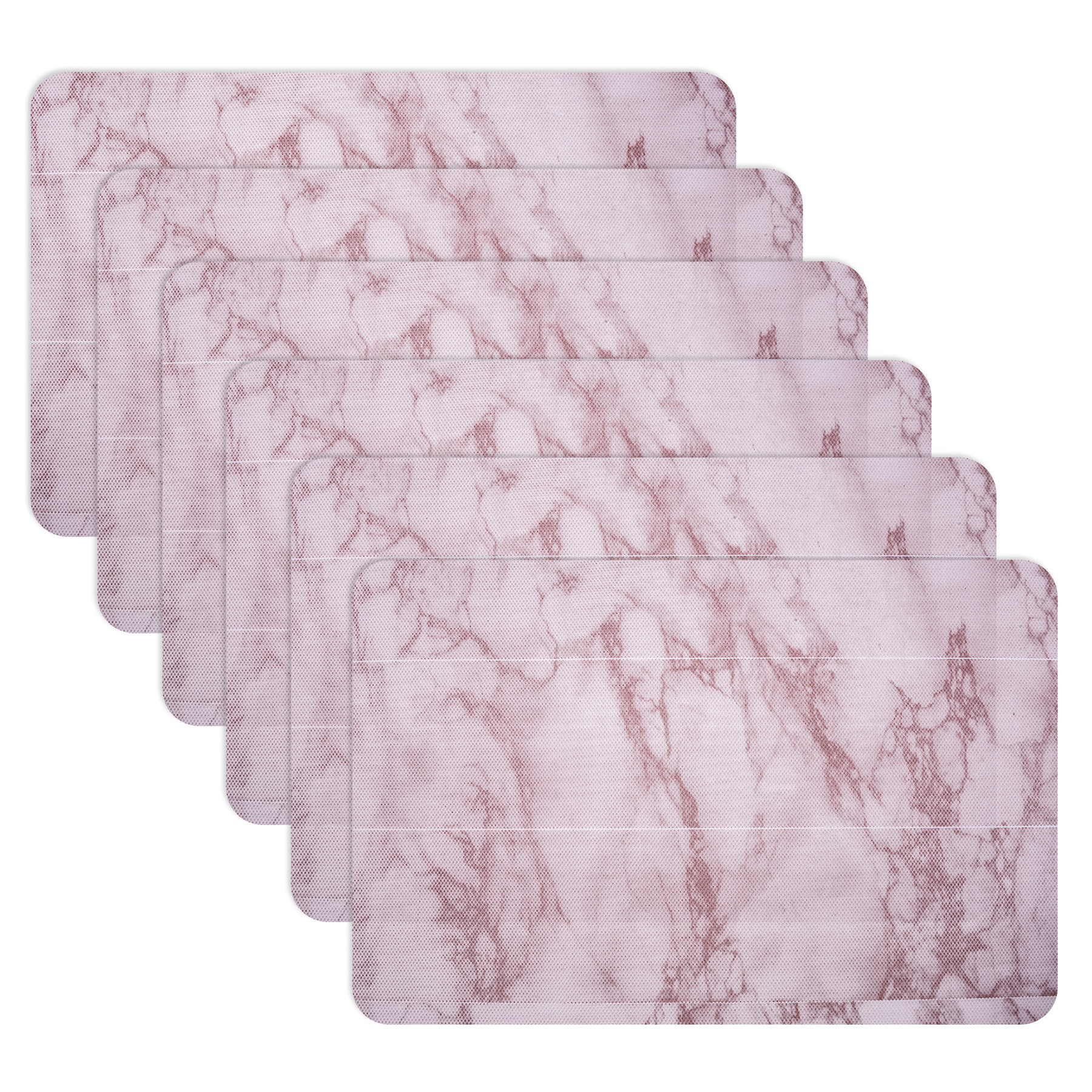 Kuber Industries Placemat | Placemats for Dining Room | Anti-Slip Table Mat Set | Placemats for Kitchen Table | Dining Table Placemats | Marble Placemat | 6 Piece Set | Pink