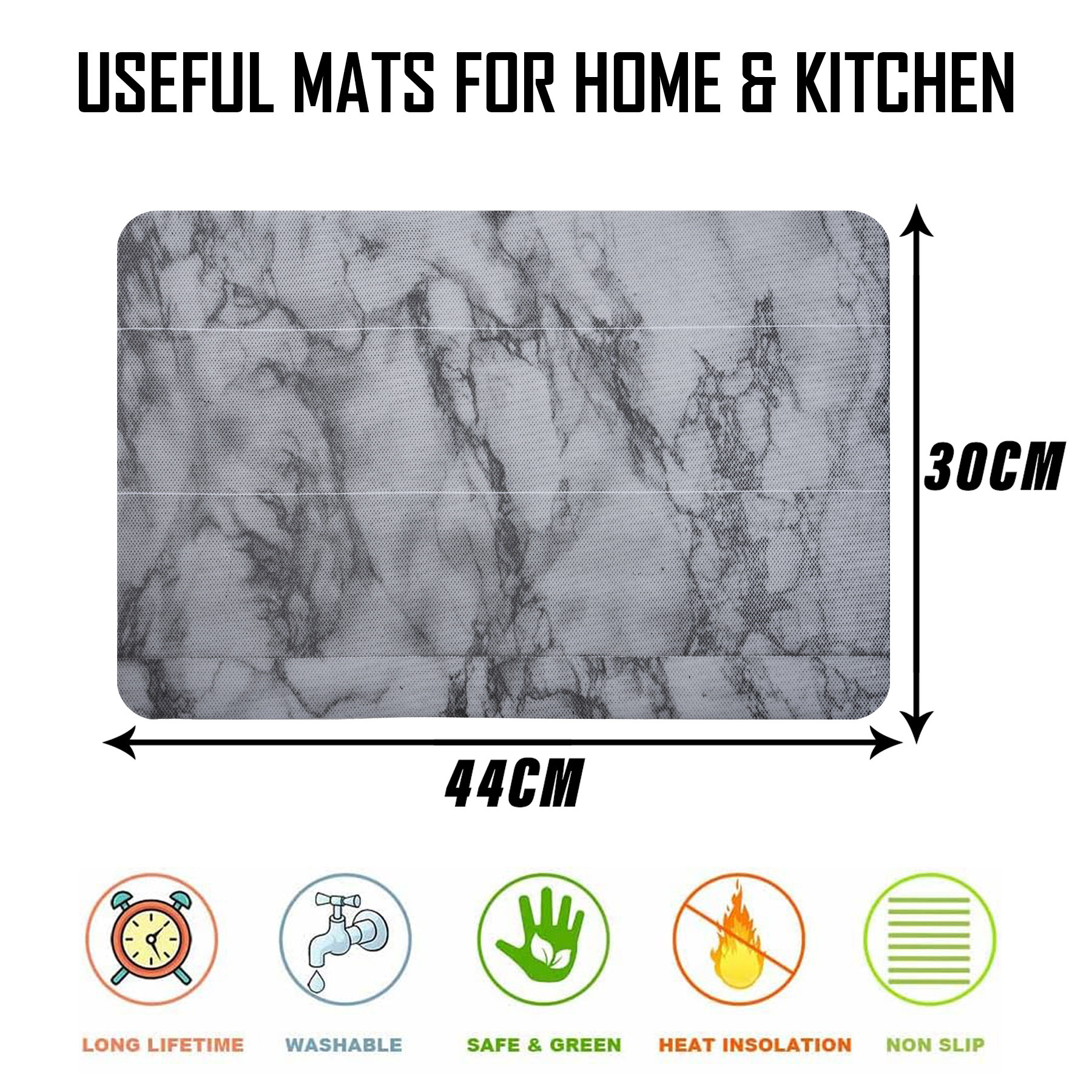 Kuber Industries Placemat | Placemats for Dining Room | Anti-Slip Table Mat Set | Placemats for Kitchen Table | Dining Table Placemats | Marble Placemat | 6 Piece Set | Gray