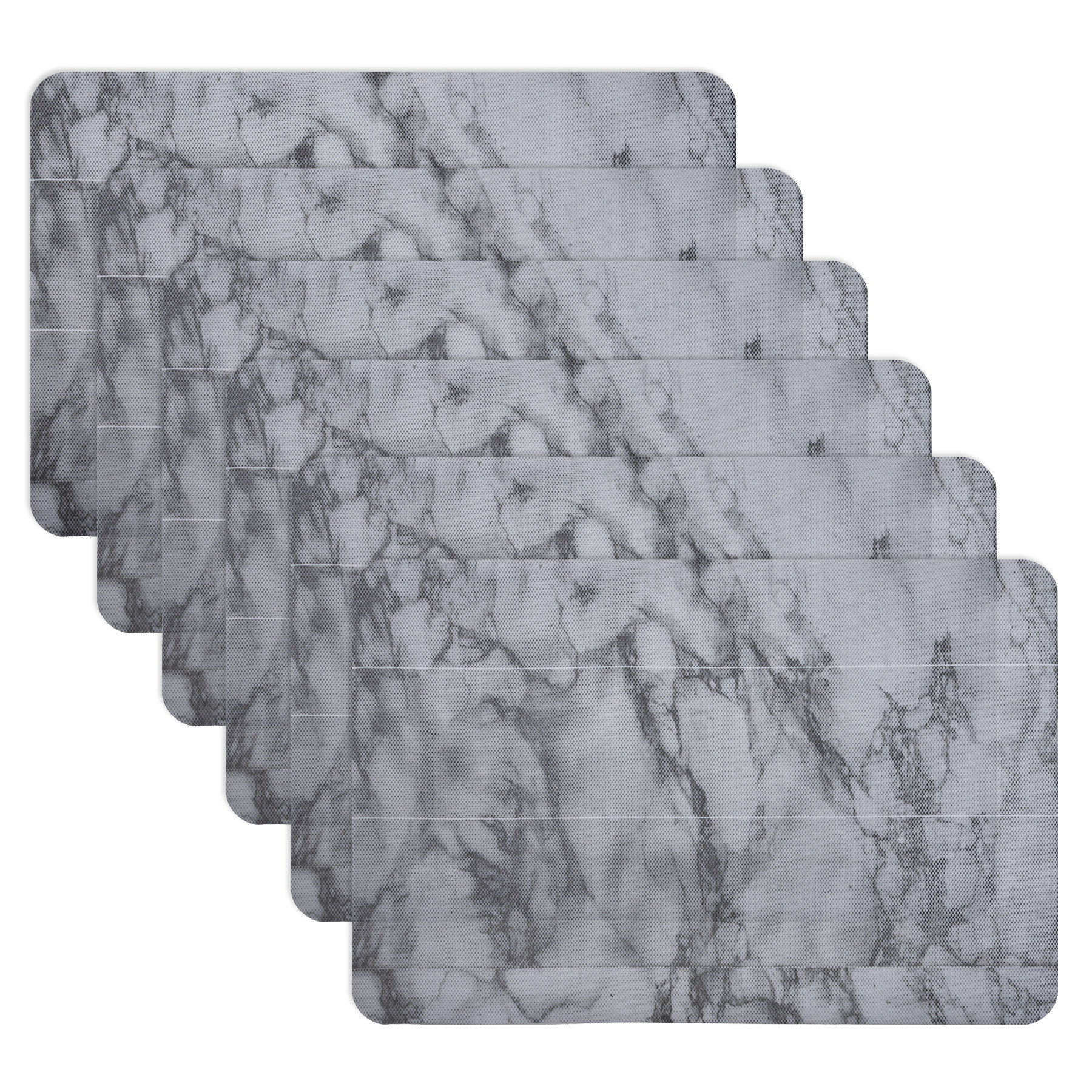 Kuber Industries Placemat | Placemats for Dining Room | Anti-Slip Table Mat Set | Placemats for Kitchen Table | Dining Table Placemats | Marble Placemat | 6 Piece Set | Gray