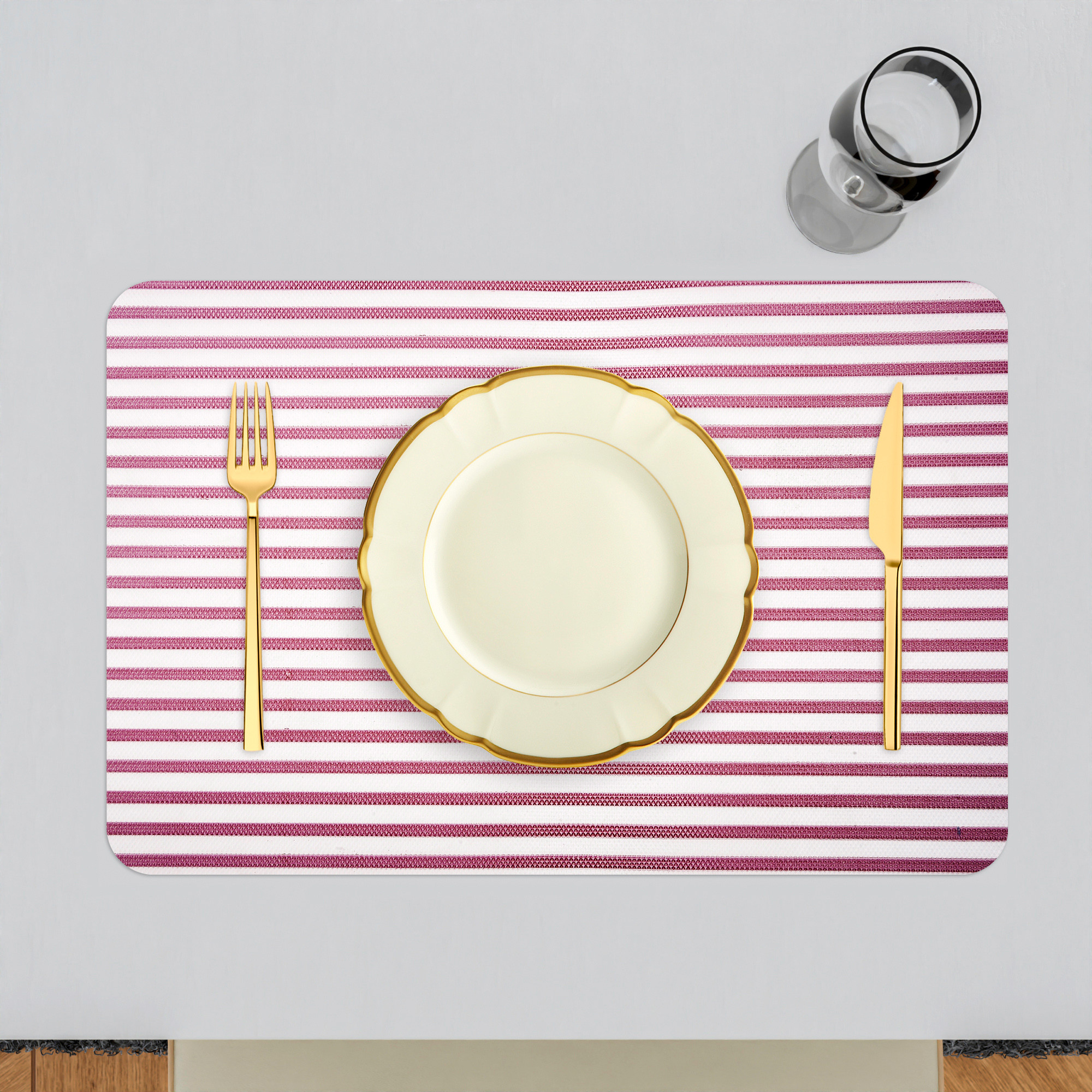 Kuber Industries Placemat | Placemats for Dining Room | Anti-Slip Table Mat Set | Placemats for Kitchen Table | Dining Table Placemats | Lining Placemat | 6 Piece Set | Maroon