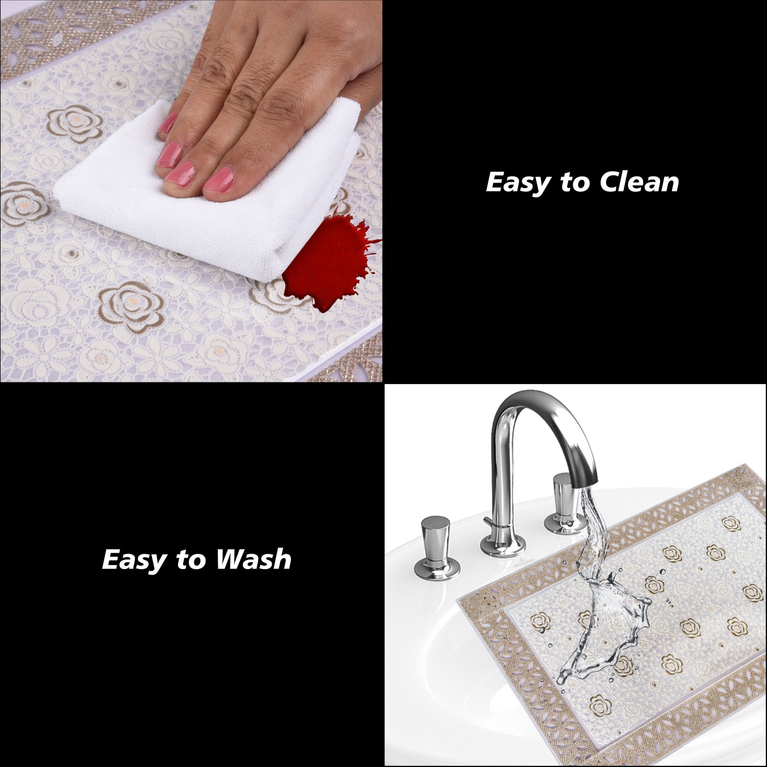 Kuber Industries Placemat  Placemats for Dining Room  Desginer Table Mat Set  Placemats for Kitchen Table  Dining Table Mats  Gulab Maiva Placemat  6 Piece Set  Cream