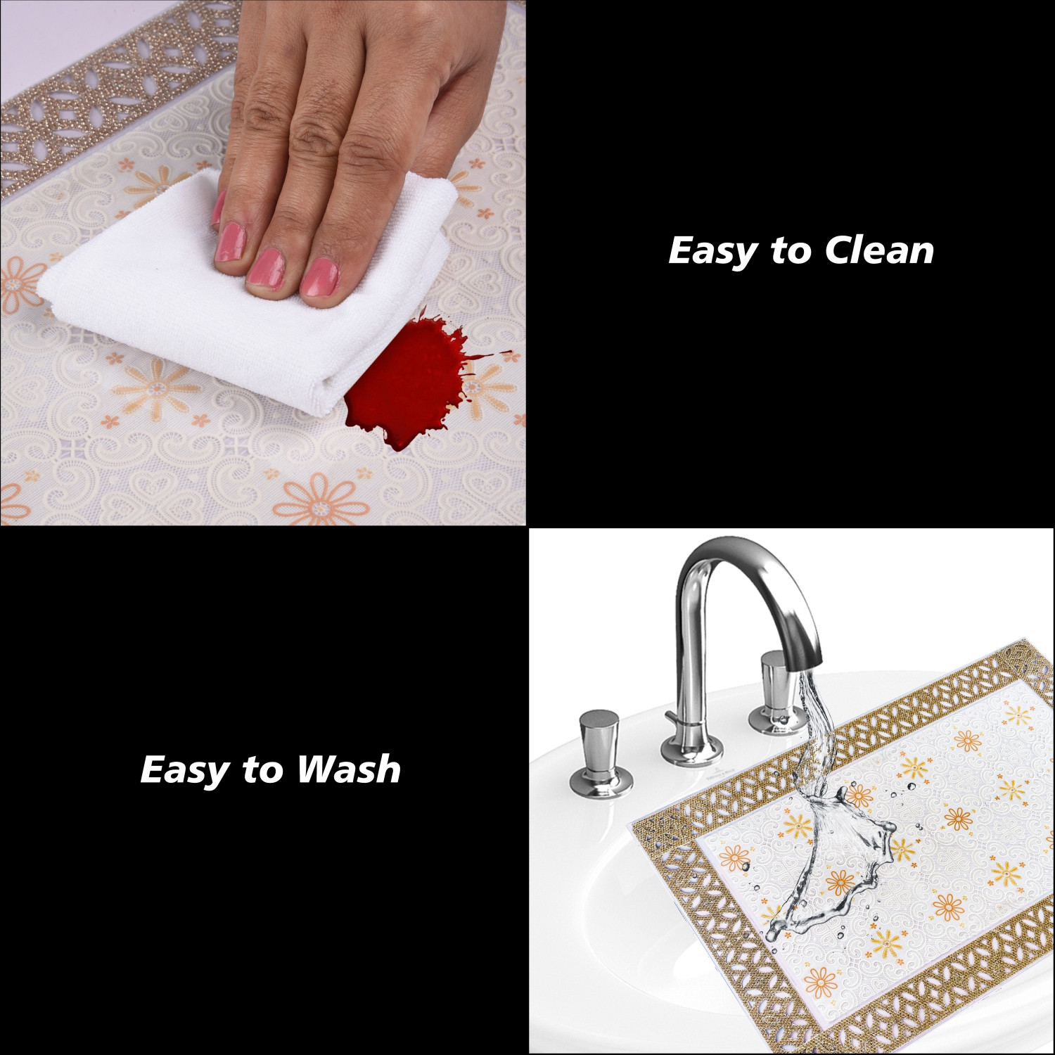 Kuber Industries Placemat  Placemats for Dining Room  Desginer Table Mat Set  Placemats for Kitchen Table  Dining Table Mats  Flower Maiva Placemat  6 Piece Set  Cream