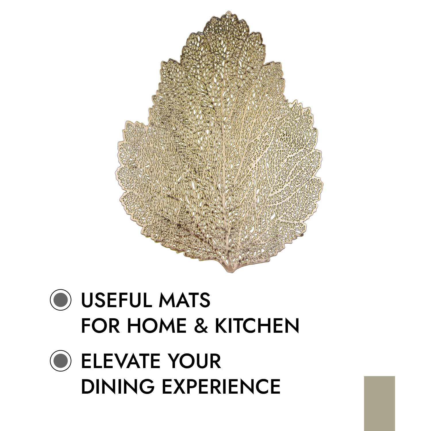 Kuber Industries Placemat  Placemats for Dining Room  Designer Table Mat Set  Placemats for Kitchen Table  Side Table Placemats  Patta Shape Placemat  6 Piece Set  Golden