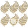 Placemat | Placemats for Dining Room | Designer Table Mat Set | Placemats for Kitchen Table | Side Table Placemats | Leaf Shape Placemat | 6 Piece Set | Golden